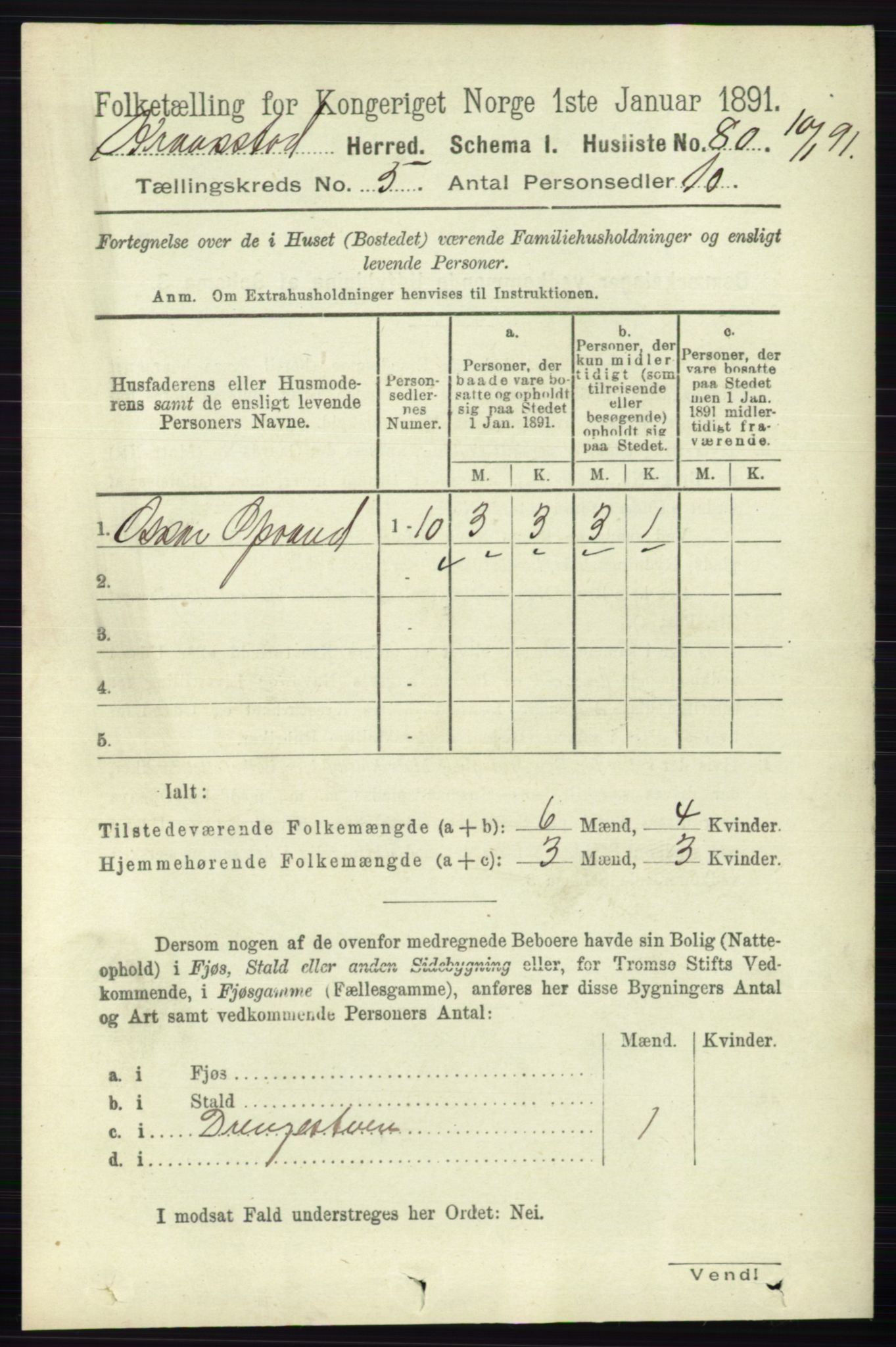 RA, 1891 census for 0212 Kråkstad, 1891, p. 2482