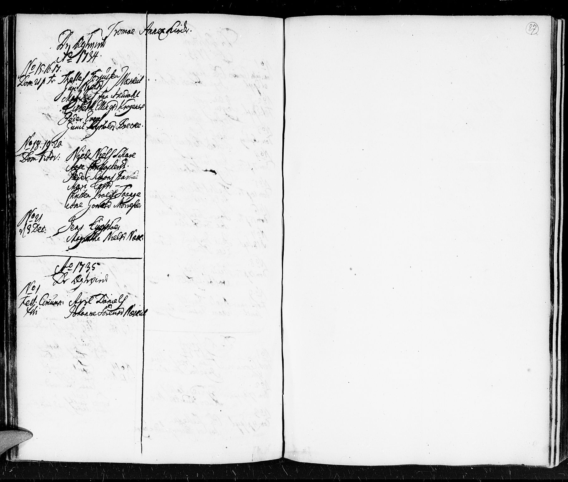 Holt sokneprestkontor, SAK/1111-0021/F/Fa/L0001: Parish register (official) no. A 1 /2, 1721-1735, p. 87