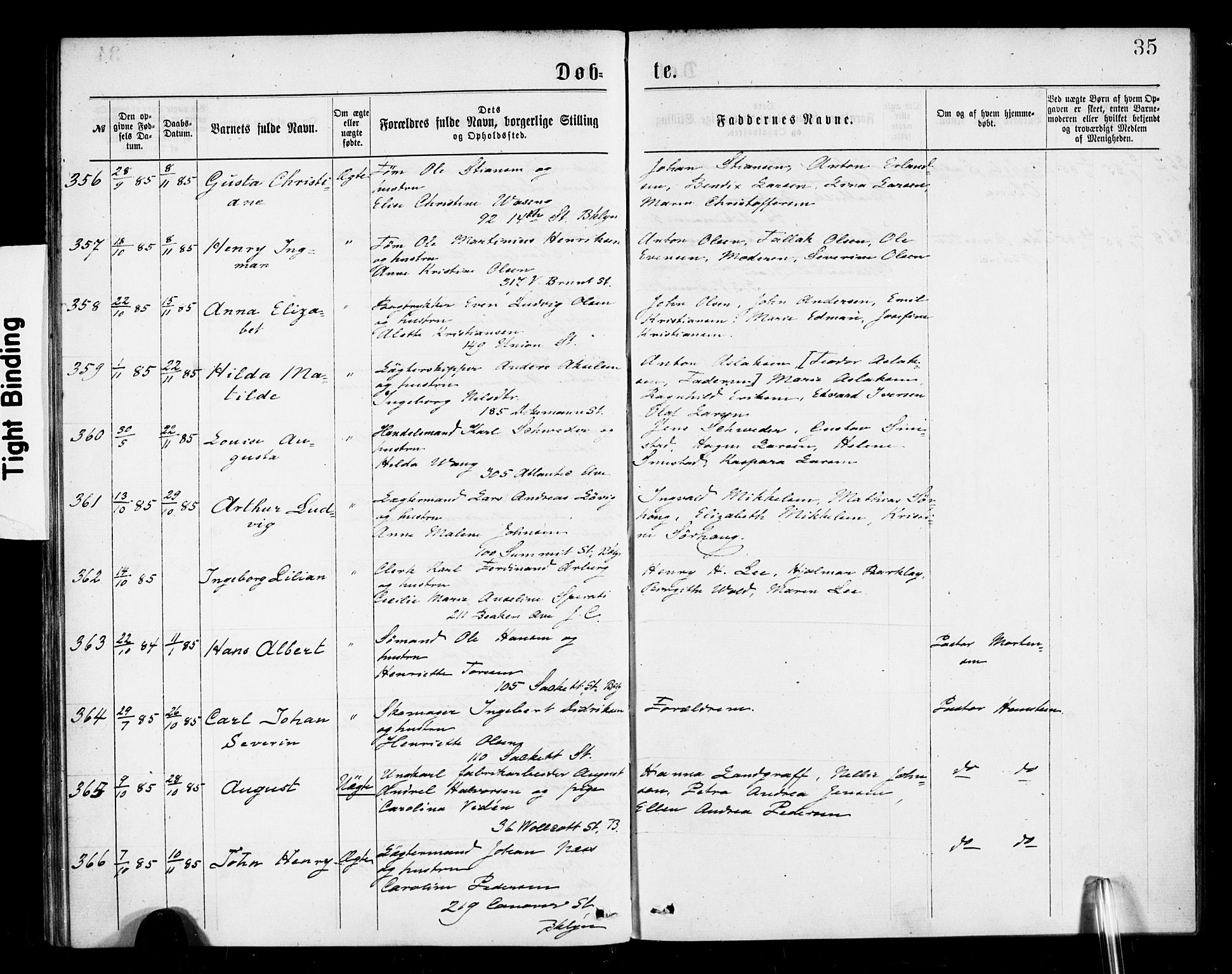 Den norske sjømannsmisjon i utlandet/New York, SAB/SAB/PA-0110/H/Ha/L0001: Parish register (official) no. A 1, 1878-1885, p. 35