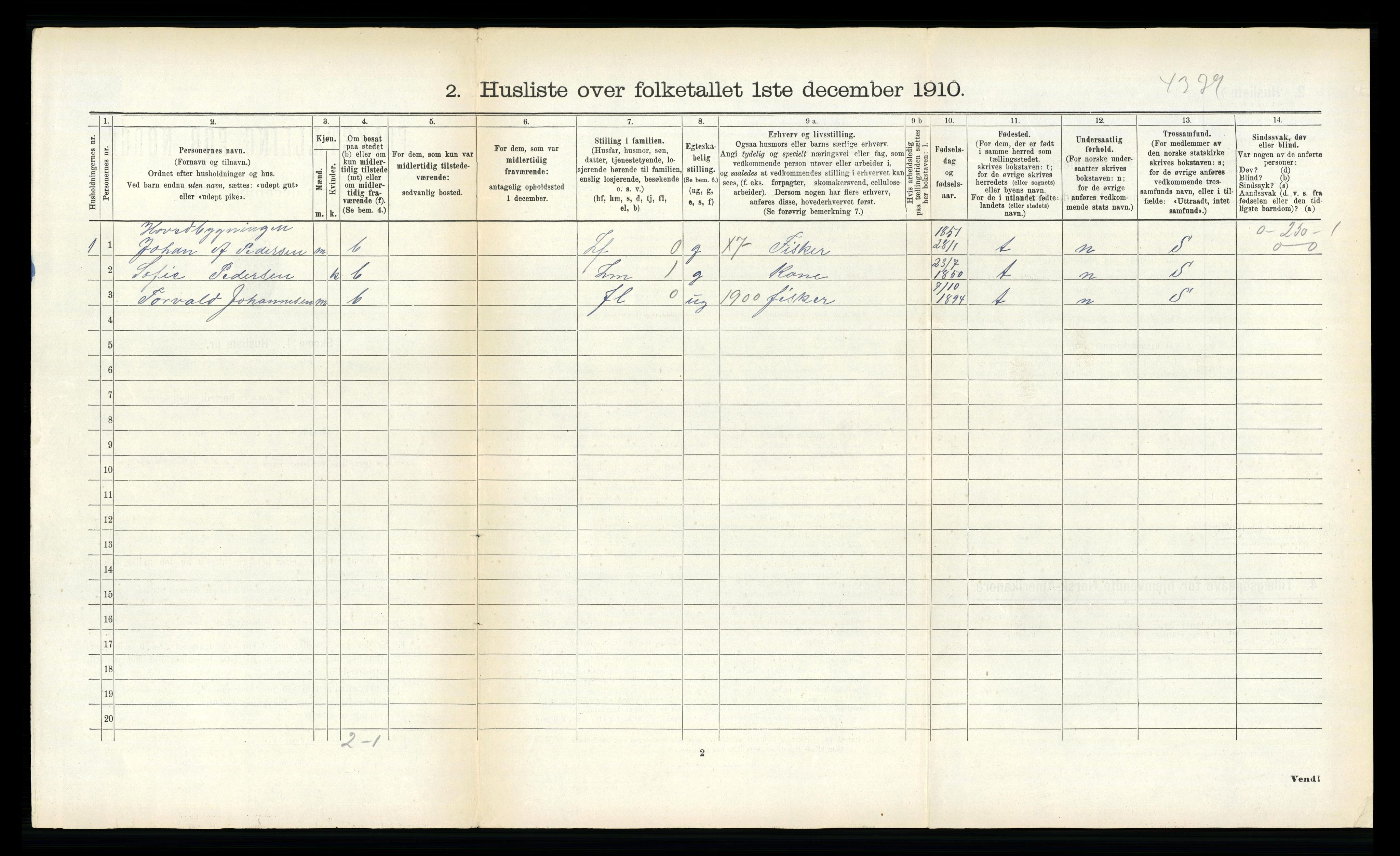 RA, 1910 census for Gildeskål, 1910, p. 1290