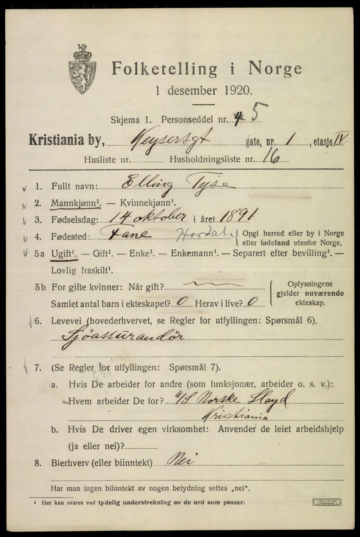 SAO, 1920 census for Kristiania, 1920, p. 331513