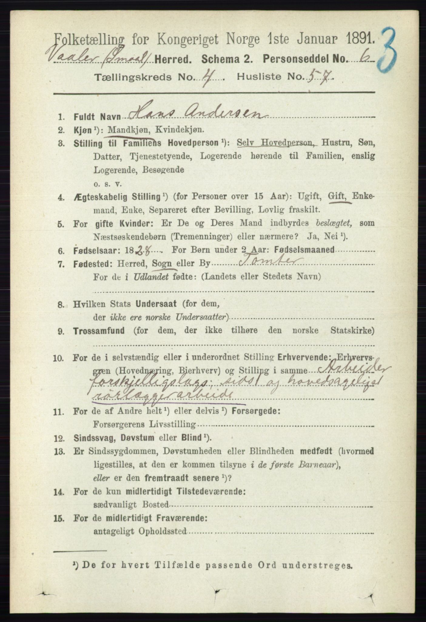 RA, 1891 census for 0137 Våler, 1891, p. 1918