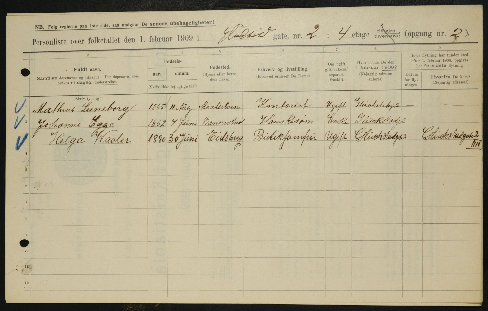 OBA, Municipal Census 1909 for Kristiania, 1909, p. 26662