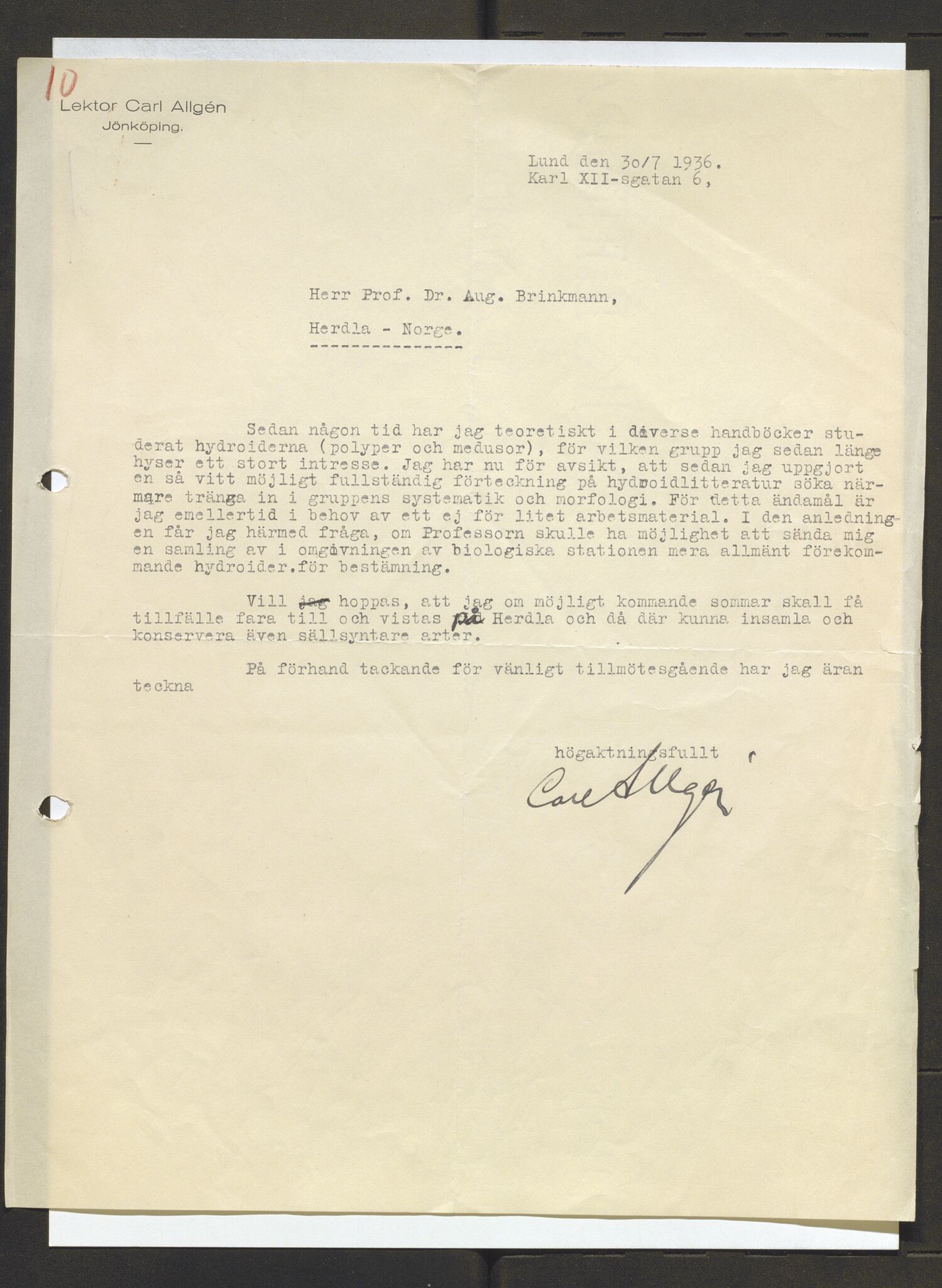 Bergens Museum, AV/SAB-A-17301/13/D/L0002: Korrespondanse , 1928-1940, p. 325
