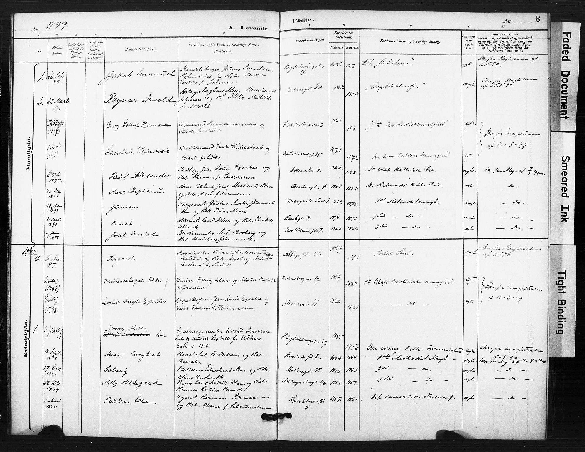 Trefoldighet prestekontor Kirkebøker, AV/SAO-A-10882/F/Fg/L0001: Parish register (official) no. VII 1, 1892-1923, p. 8