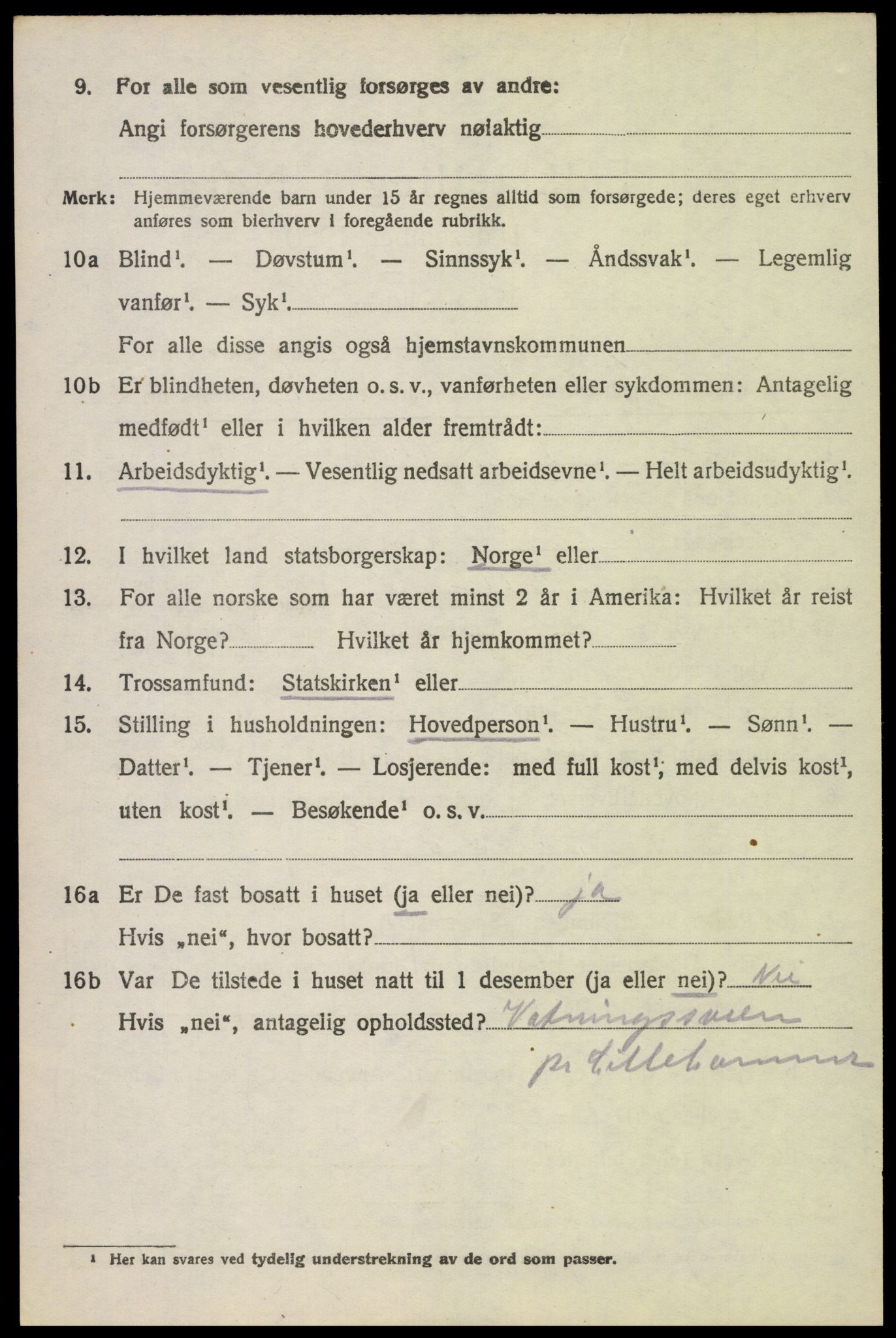 SAH, 1920 census for Fåberg, 1920, p. 3607