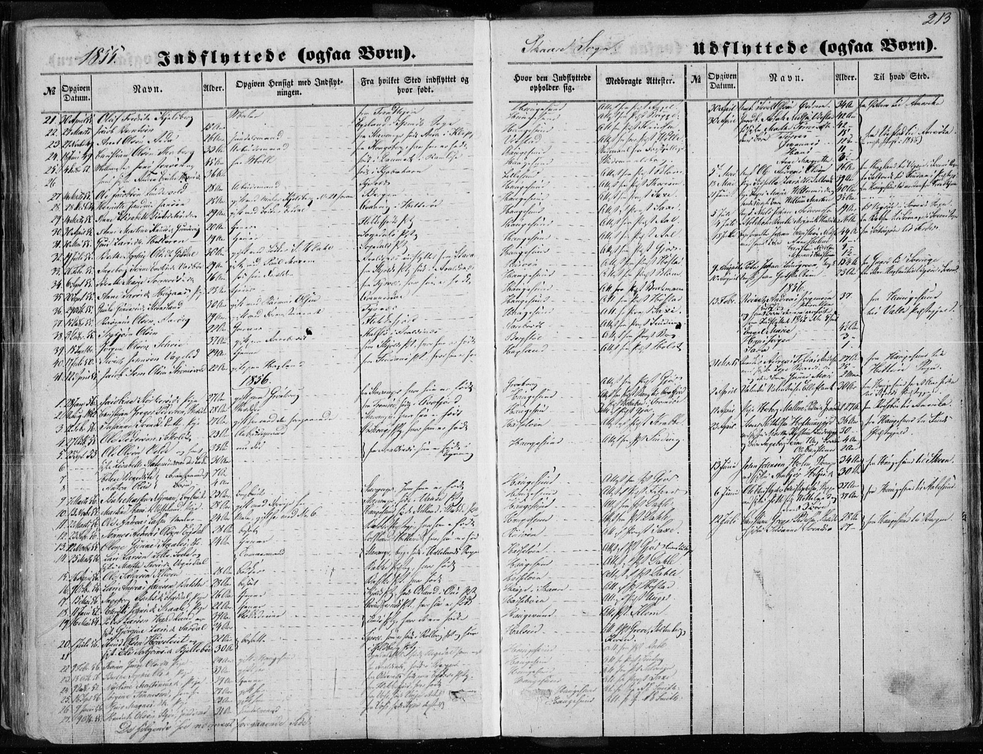 Torvastad sokneprestkontor, AV/SAST-A -101857/H/Ha/Haa/L0009: Parish register (official) no. A 9, 1847-1856, p. 213