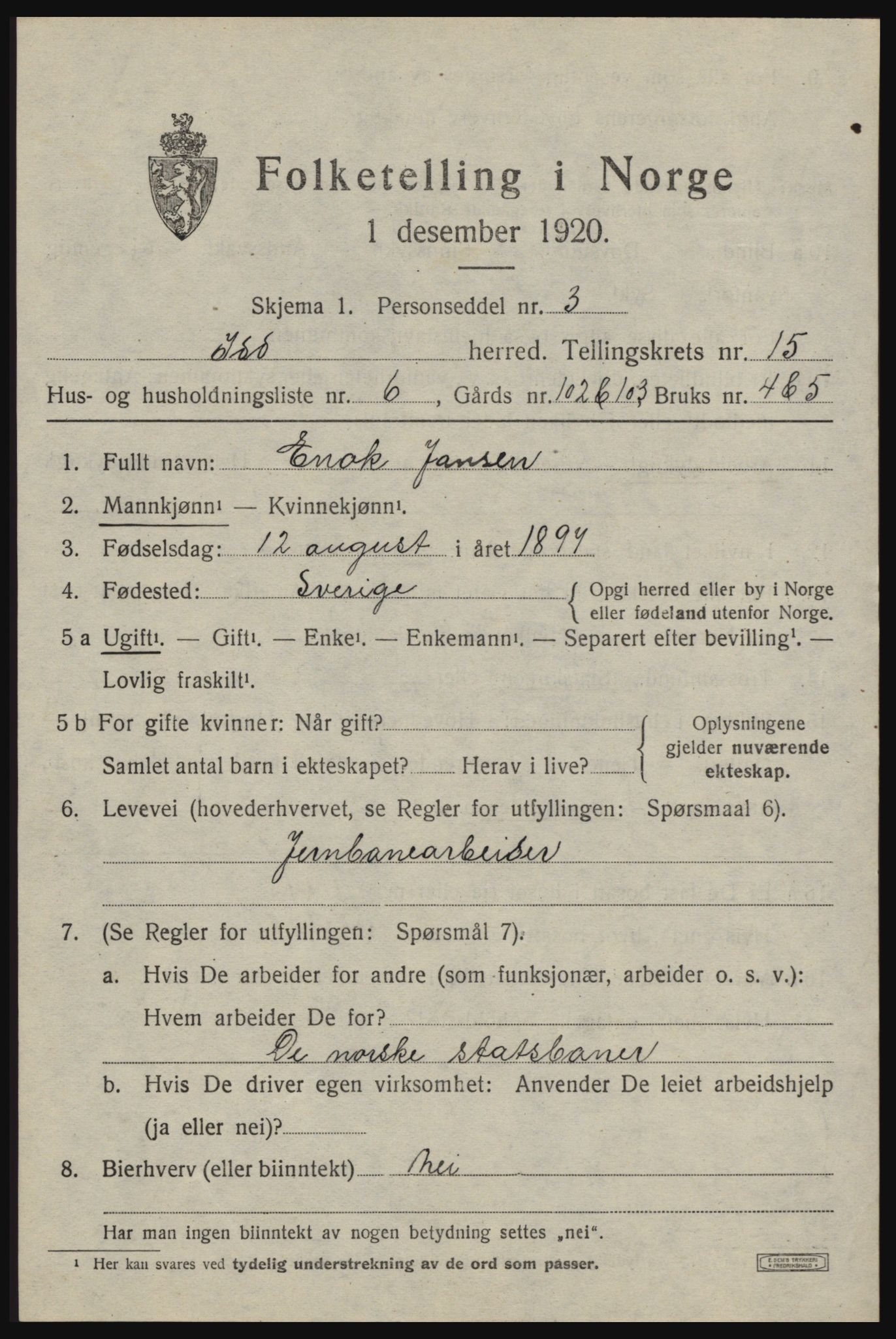 SAO, 1920 census for Idd, 1920, p. 13745