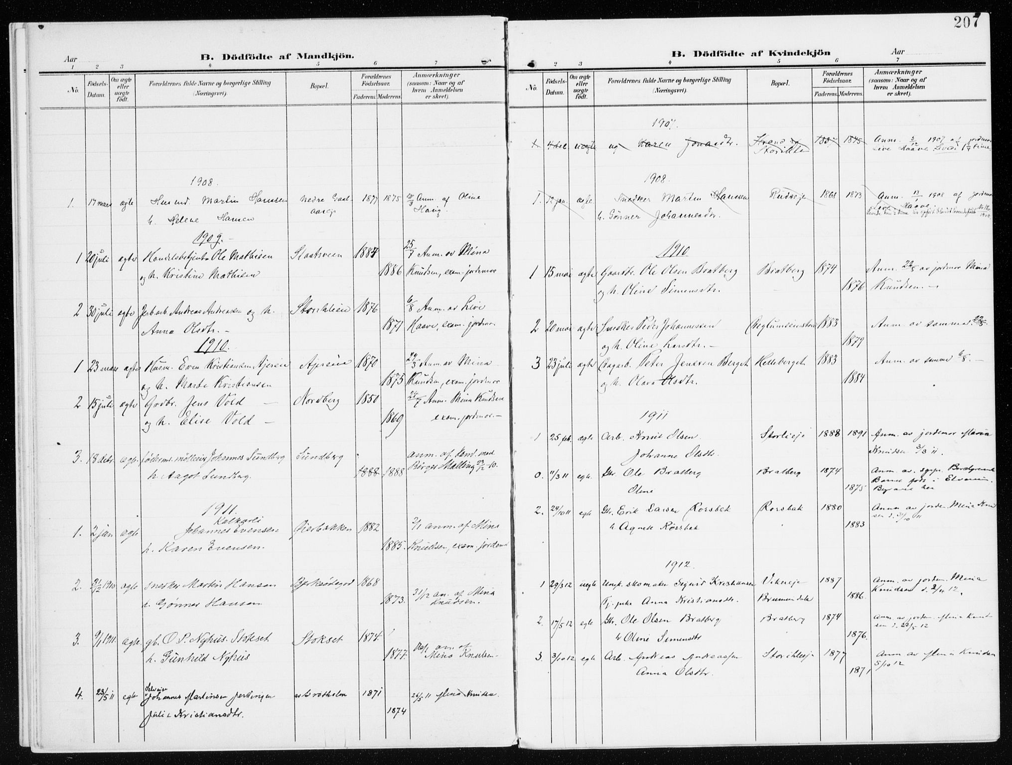 Furnes prestekontor, SAH/PREST-012/K/Ka/L0001: Parish register (official) no. 1, 1907-1935, p. 207