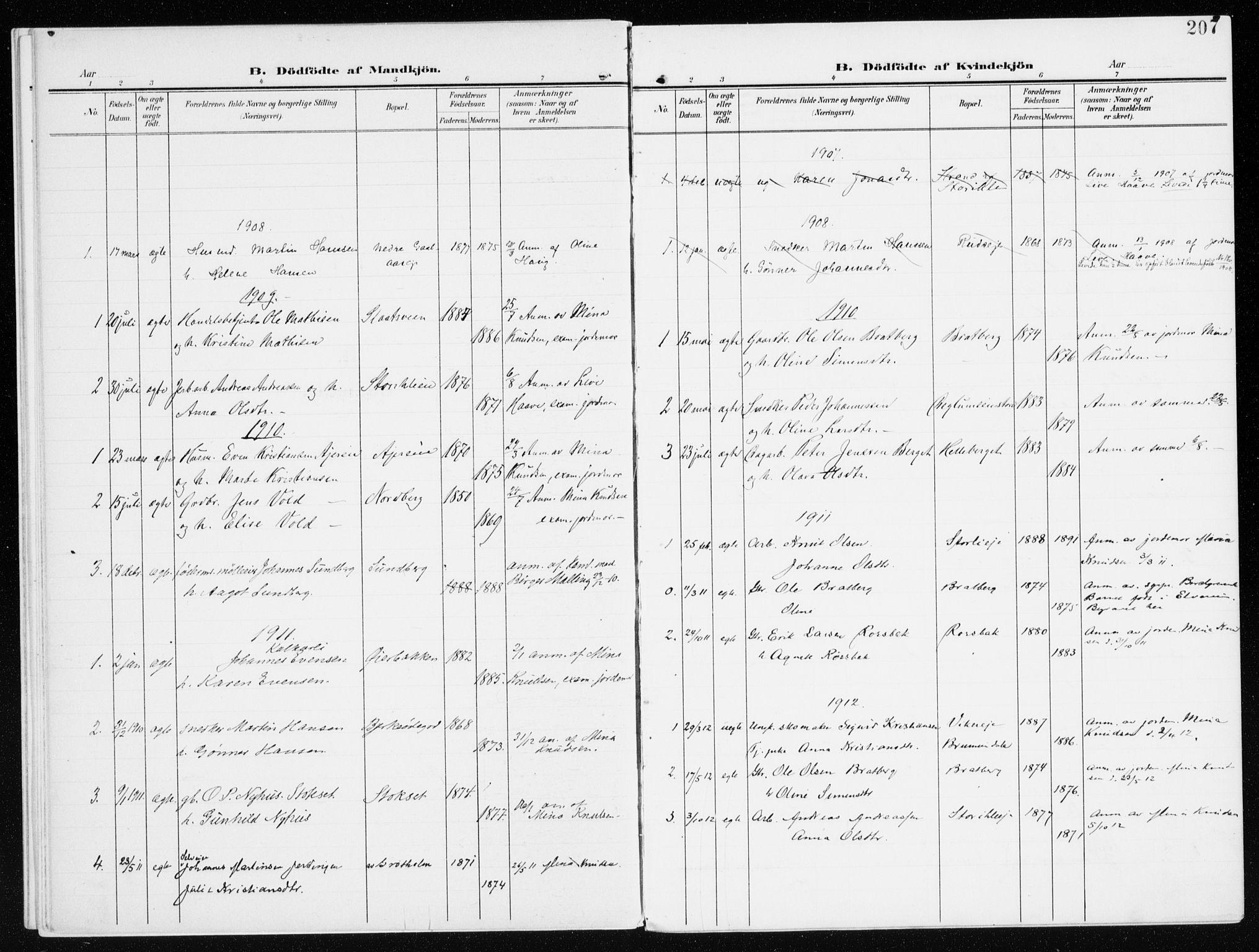 Furnes prestekontor, AV/SAH-PREST-012/K/Ka/L0001: Parish register (official) no. 1, 1907-1935, p. 207