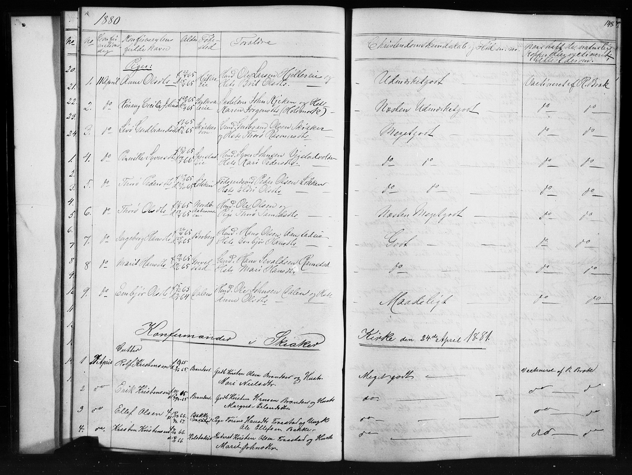 Skjåk prestekontor, AV/SAH-PREST-072/H/Ha/Hab/L0001: Parish register (copy) no. 1, 1865-1893, p. 148