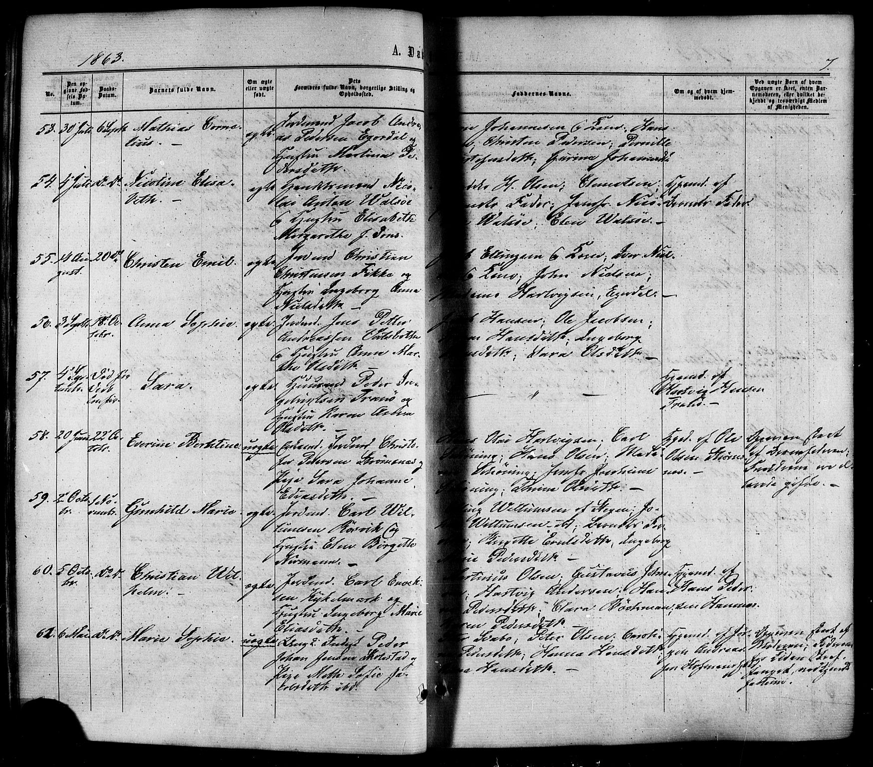 Ministerialprotokoller, klokkerbøker og fødselsregistre - Nordland, SAT/A-1459/859/L0845: Parish register (official) no. 859A05, 1863-1877, p. 7