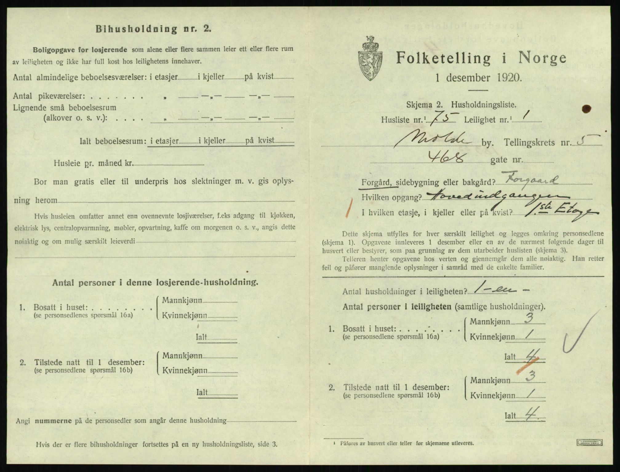 SAT, 1920 census for Molde, 1920, p. 2057