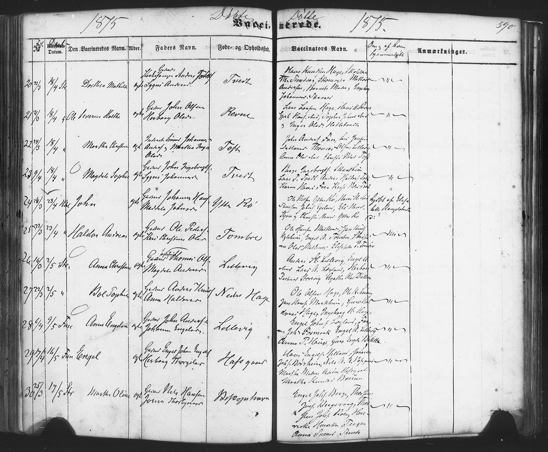 Fusa sokneprestembete, AV/SAB-A-75401/H/Haa: Parish register (official) no. A 1II, 1855-1879, p. 590