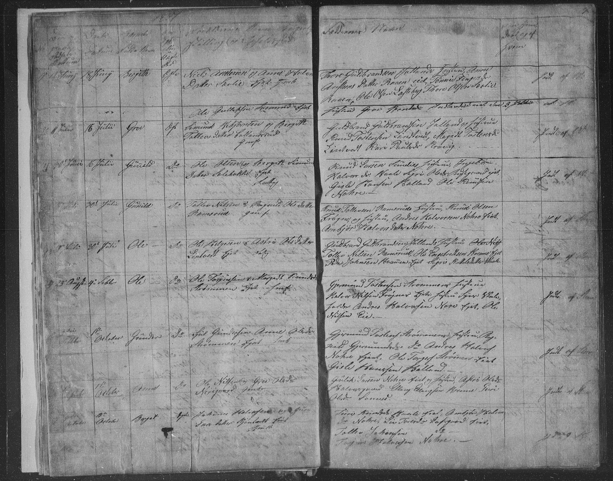 Nore kirkebøker, SAKO/A-238/F/Fa/L0001: Parish register (official) no. I 1, 1836-1855, p. 7