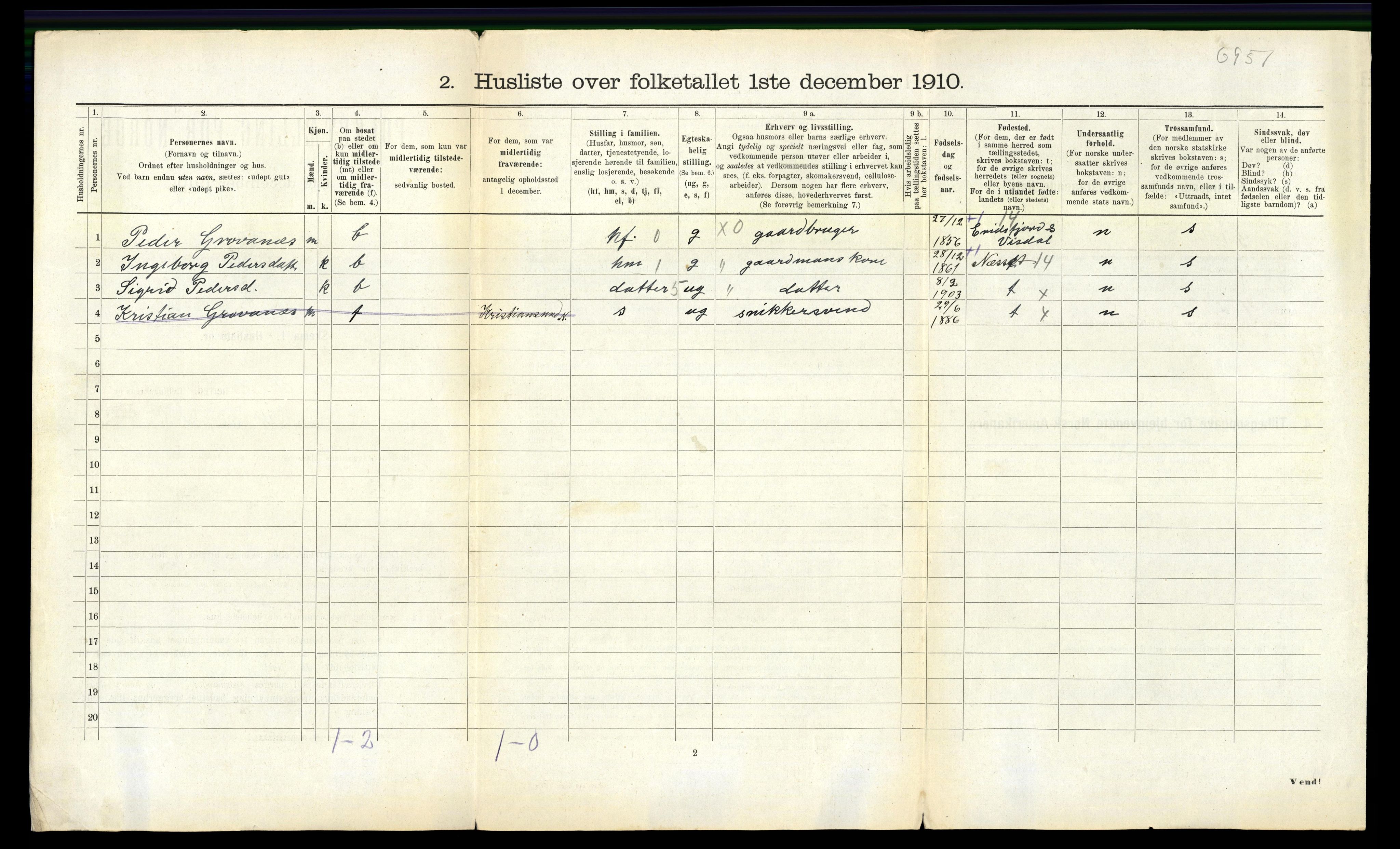 RA, 1910 census for Veøy, 1910, p. 329