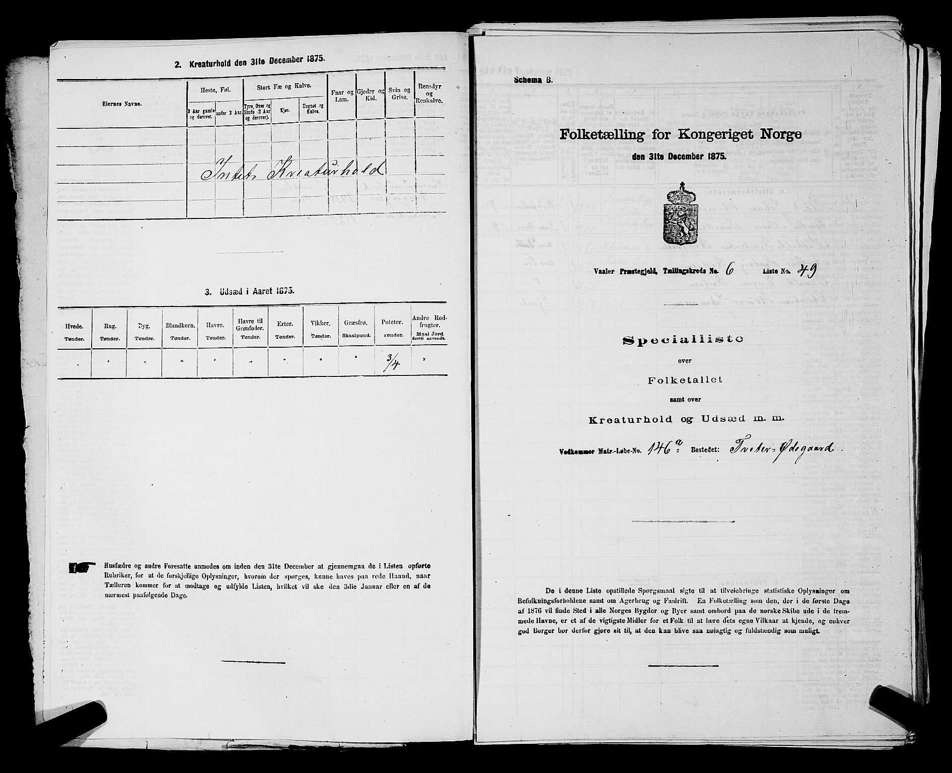 RA, 1875 census for 0137P Våler, 1875, p. 729