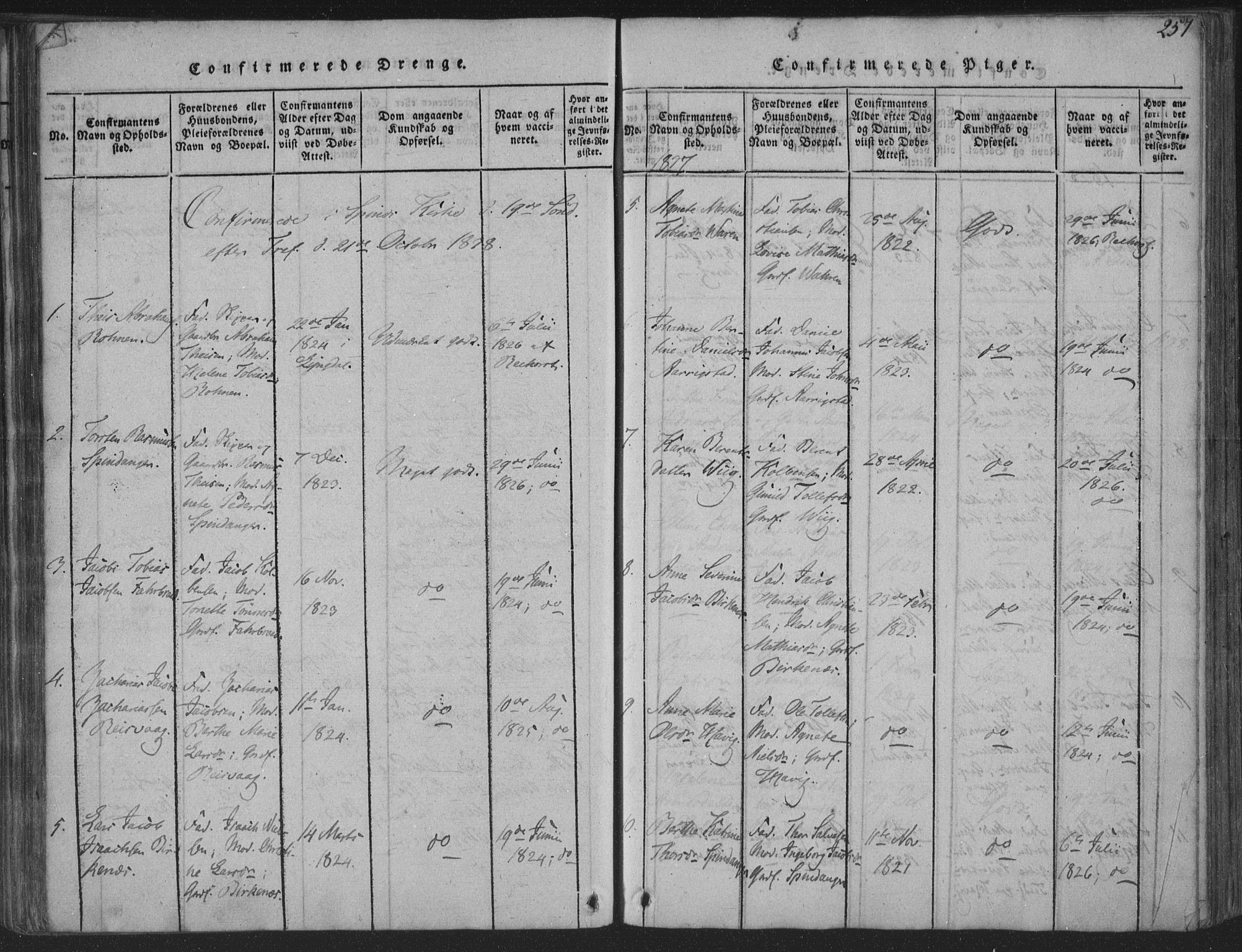 Herad sokneprestkontor, SAK/1111-0018/F/Fa/Fab/L0002: Parish register (official) no. A 2, 1816-1844, p. 257