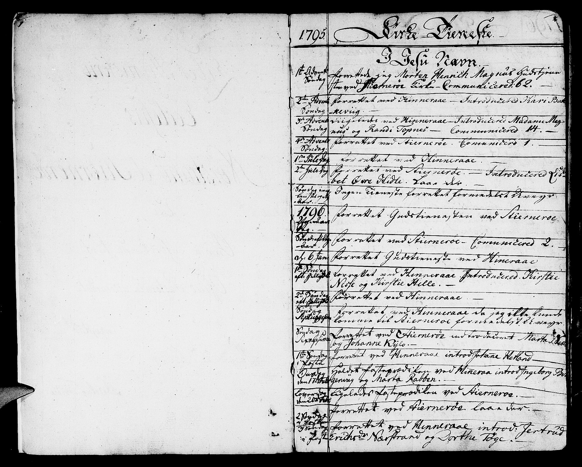 Nedstrand sokneprestkontor, SAST/A-101841/01/IV: Parish register (official) no. A 5, 1795-1816, p. 1-2
