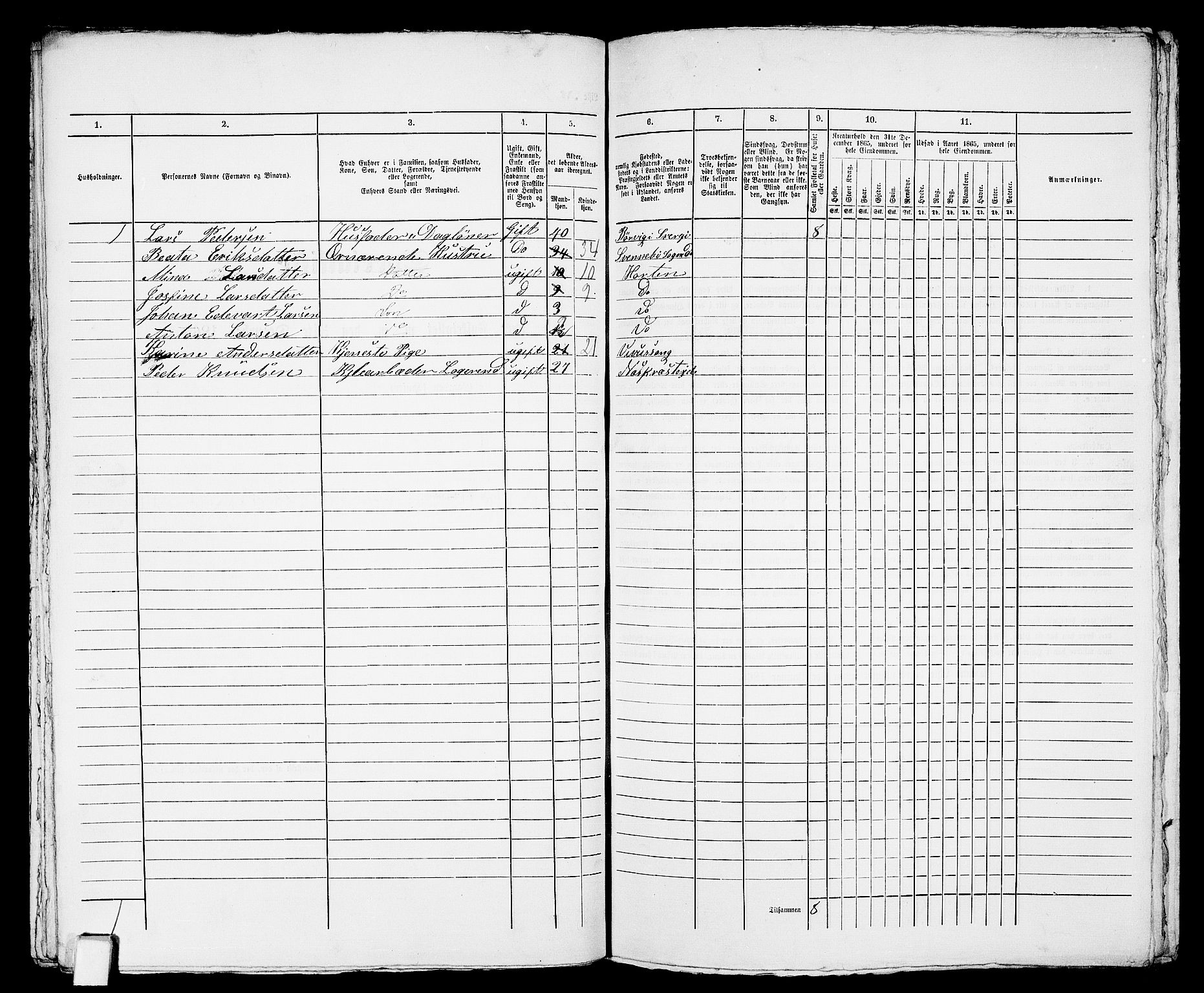 RA, 1865 census for Horten, 1865, p. 971