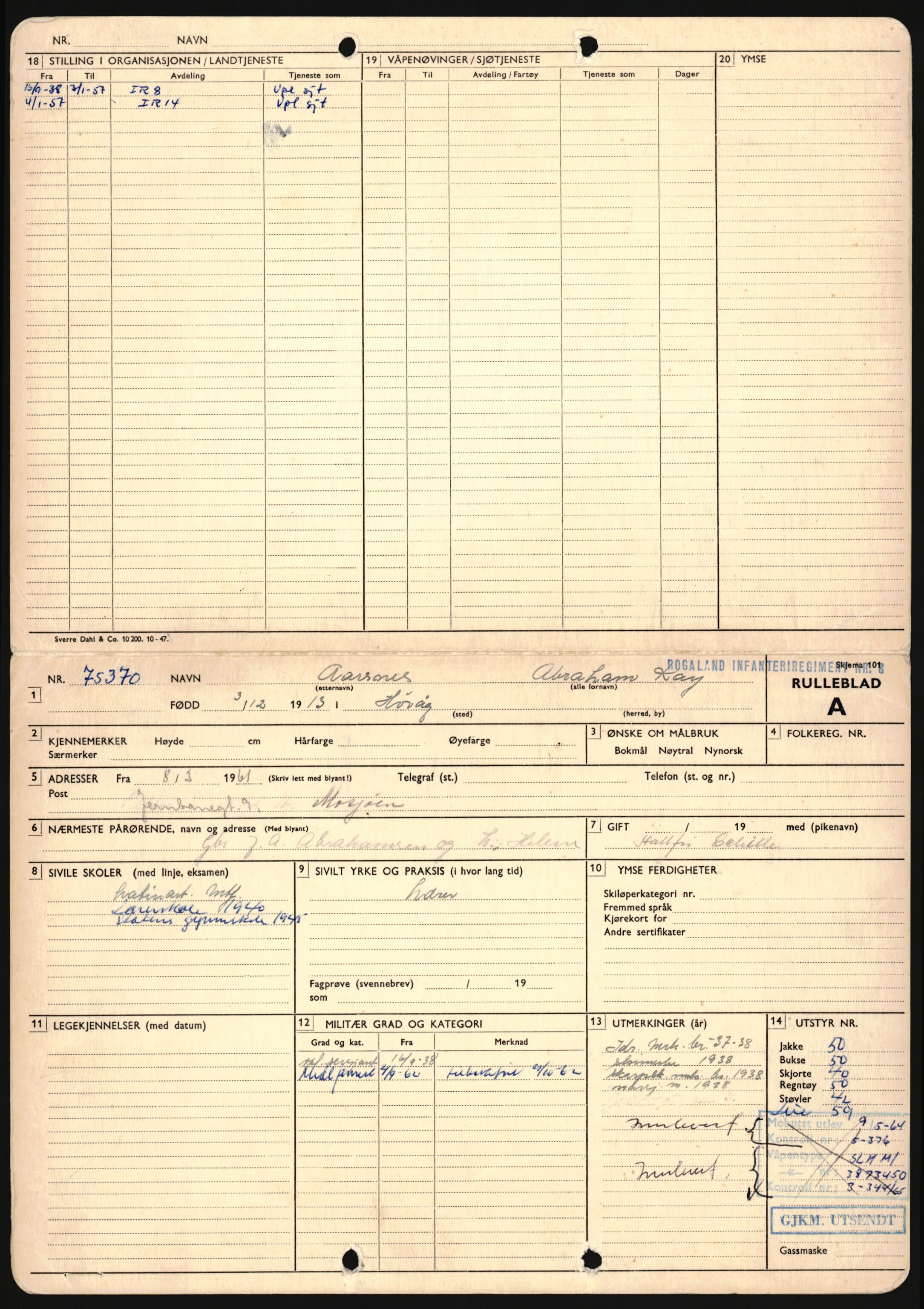 Forsvaret, Sør-Hålogaland landforsvar, AV/RA-RAFA-2552/P/Pa/L0302: Personellmapper for slettet personell, yrkesbefal og vernepliktig befal, født 1913-1916, 1932-1976, p. 14