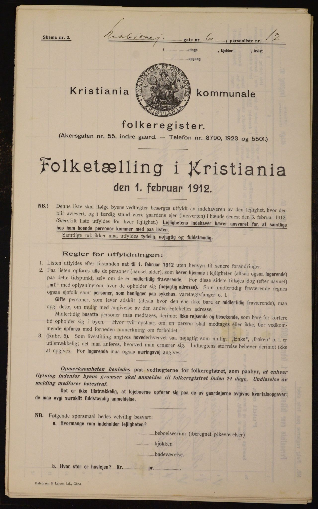 OBA, Municipal Census 1912 for Kristiania, 1912, p. 58176