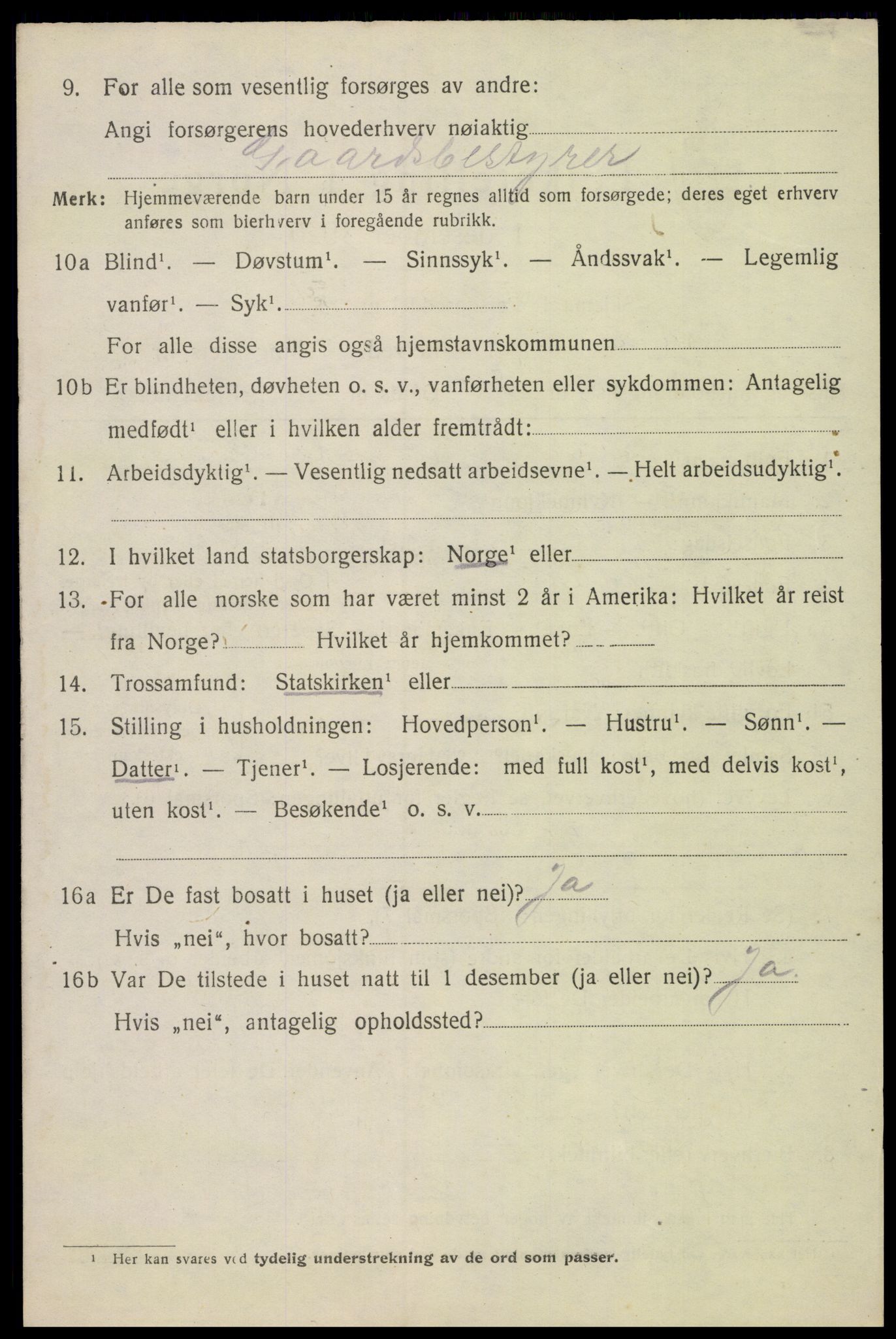 SAH, 1920 census for Gran, 1920, p. 3168