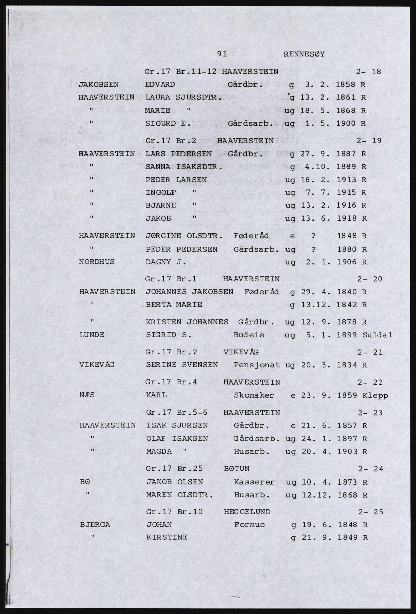 SAST, Copy of 1920 census for the Ryfylke islands, 1920, p. 107