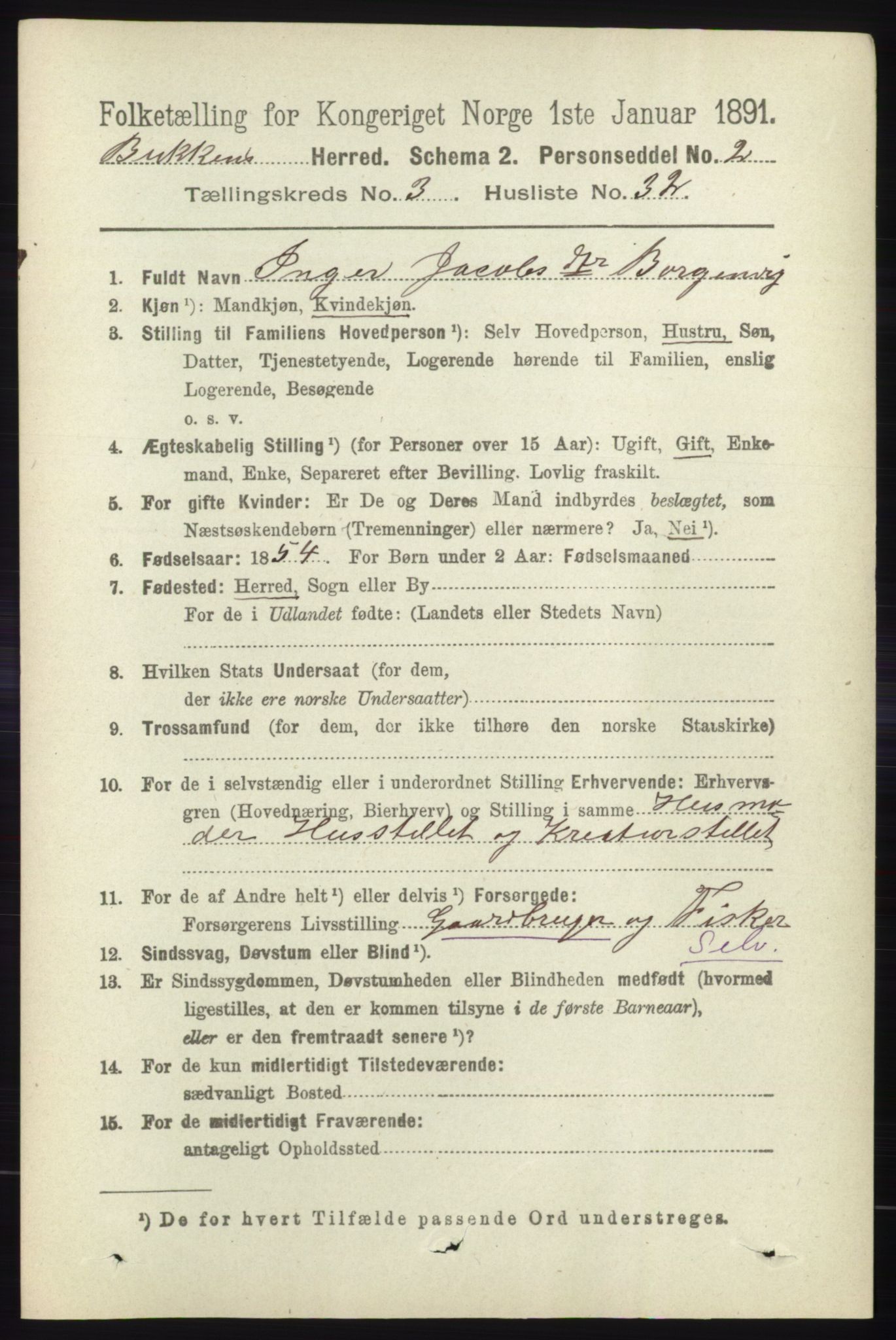 RA, 1891 census for 1145 Bokn, 1891, p. 801