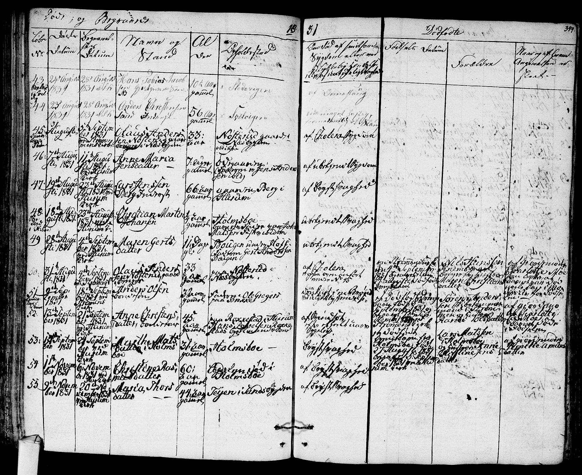 Hurum kirkebøker, AV/SAKO-A-229/F/Fa/L0010: Parish register (official) no. 10, 1827-1846, p. 349