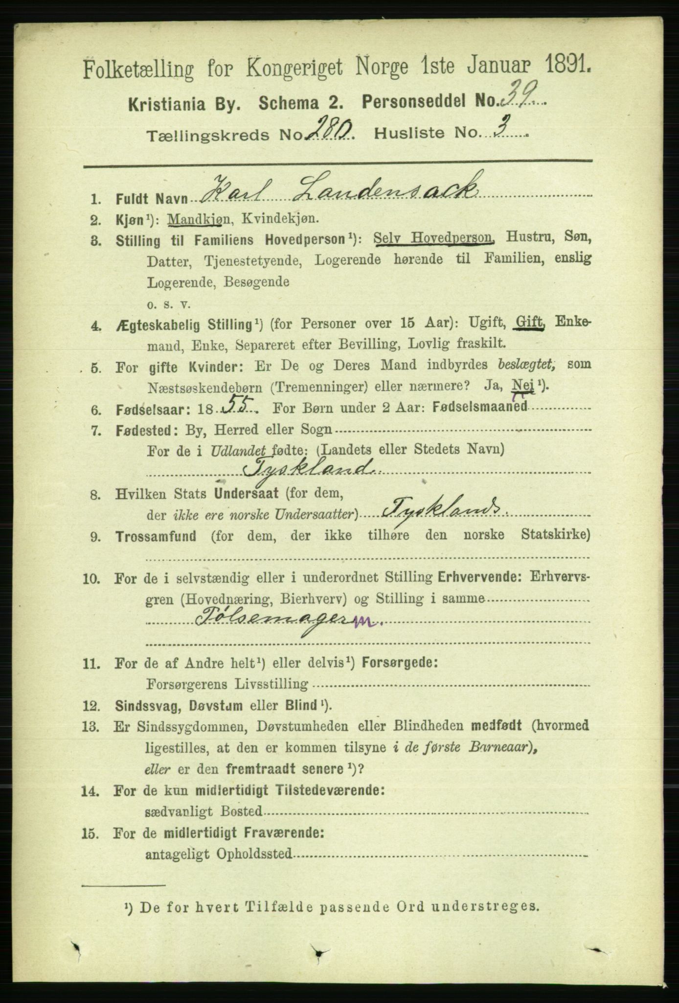 RA, 1891 census for 0301 Kristiania, 1891, p. 170195