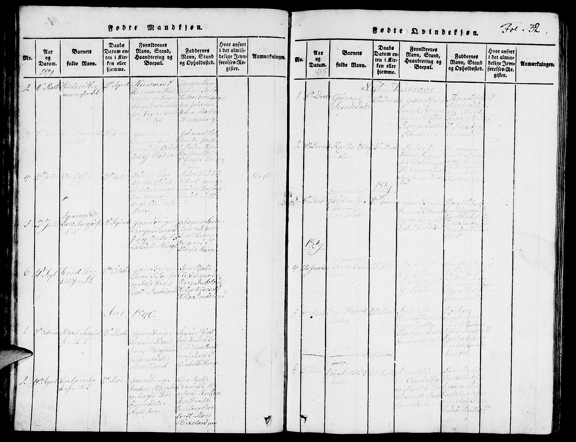 Vikedal sokneprestkontor, SAST/A-101840/01/V: Parish register (copy) no. B 3, 1816-1867, p. 32