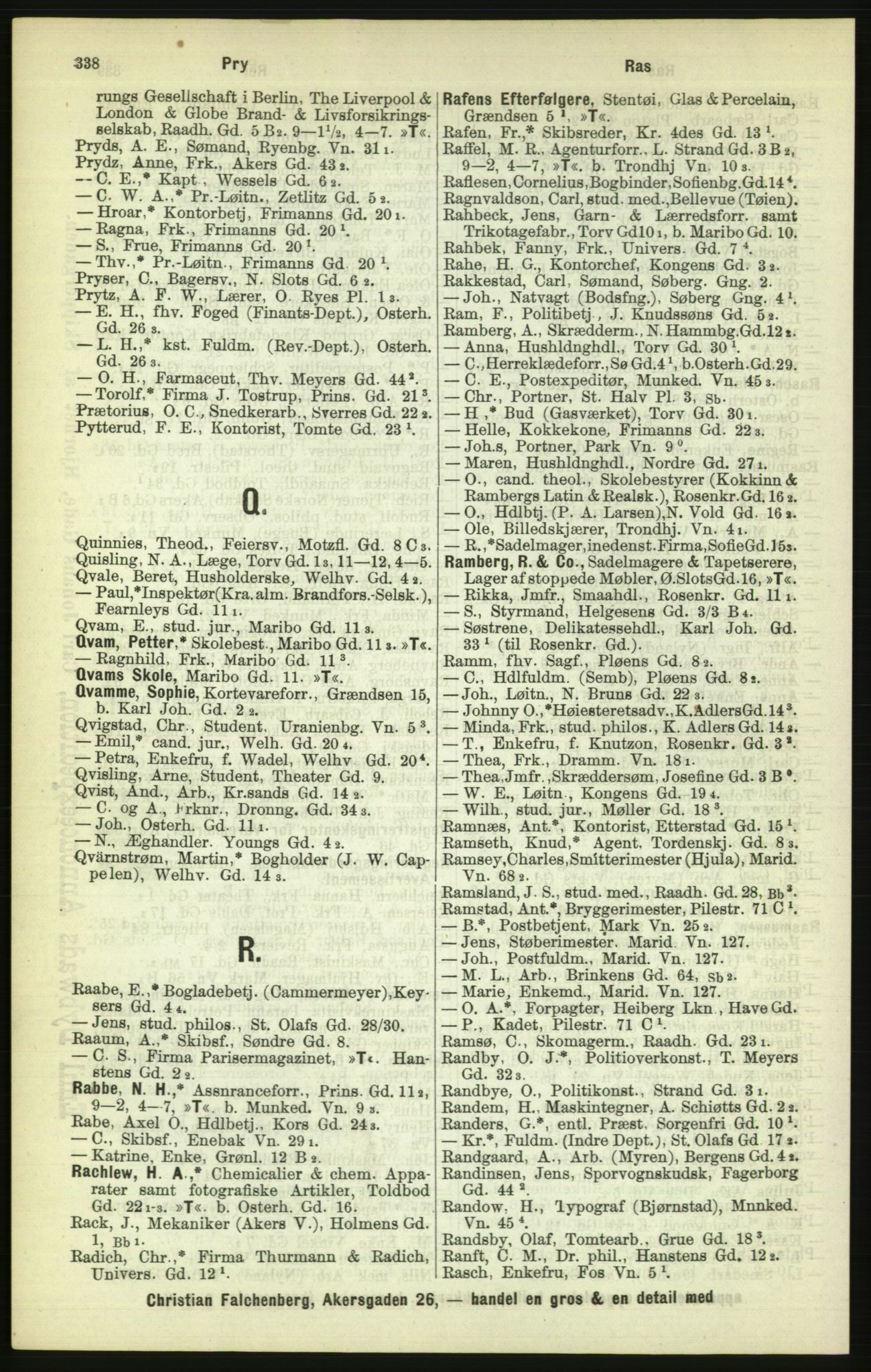 Kristiania/Oslo adressebok, PUBL/-, 1886, p. 338