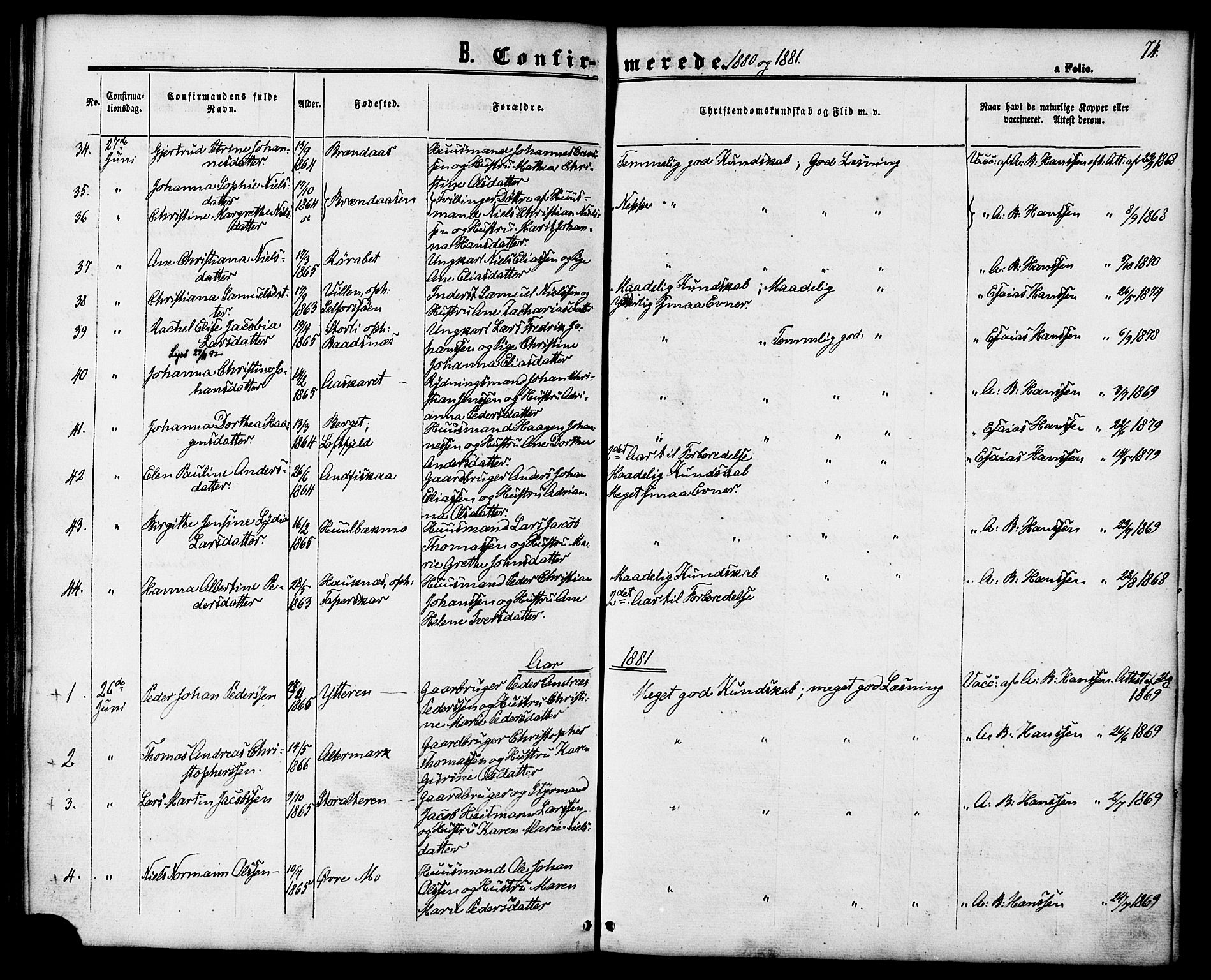 Ministerialprotokoller, klokkerbøker og fødselsregistre - Nordland, SAT/A-1459/827/L0394: Parish register (official) no. 827A06, 1865-1886, p. 74