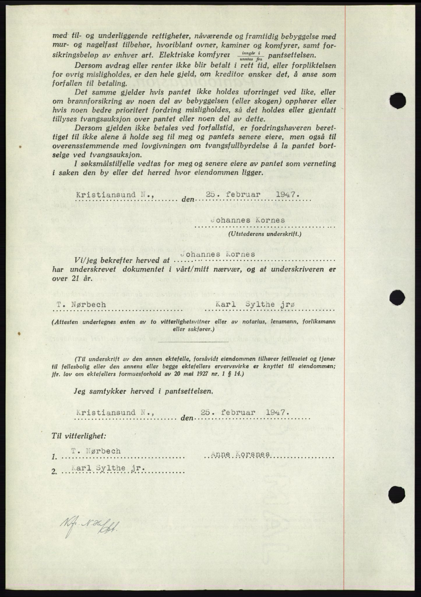 Nordmøre sorenskriveri, AV/SAT-A-4132/1/2/2Ca: Mortgage book no. B95, 1946-1947, Diary no: : 468/1947