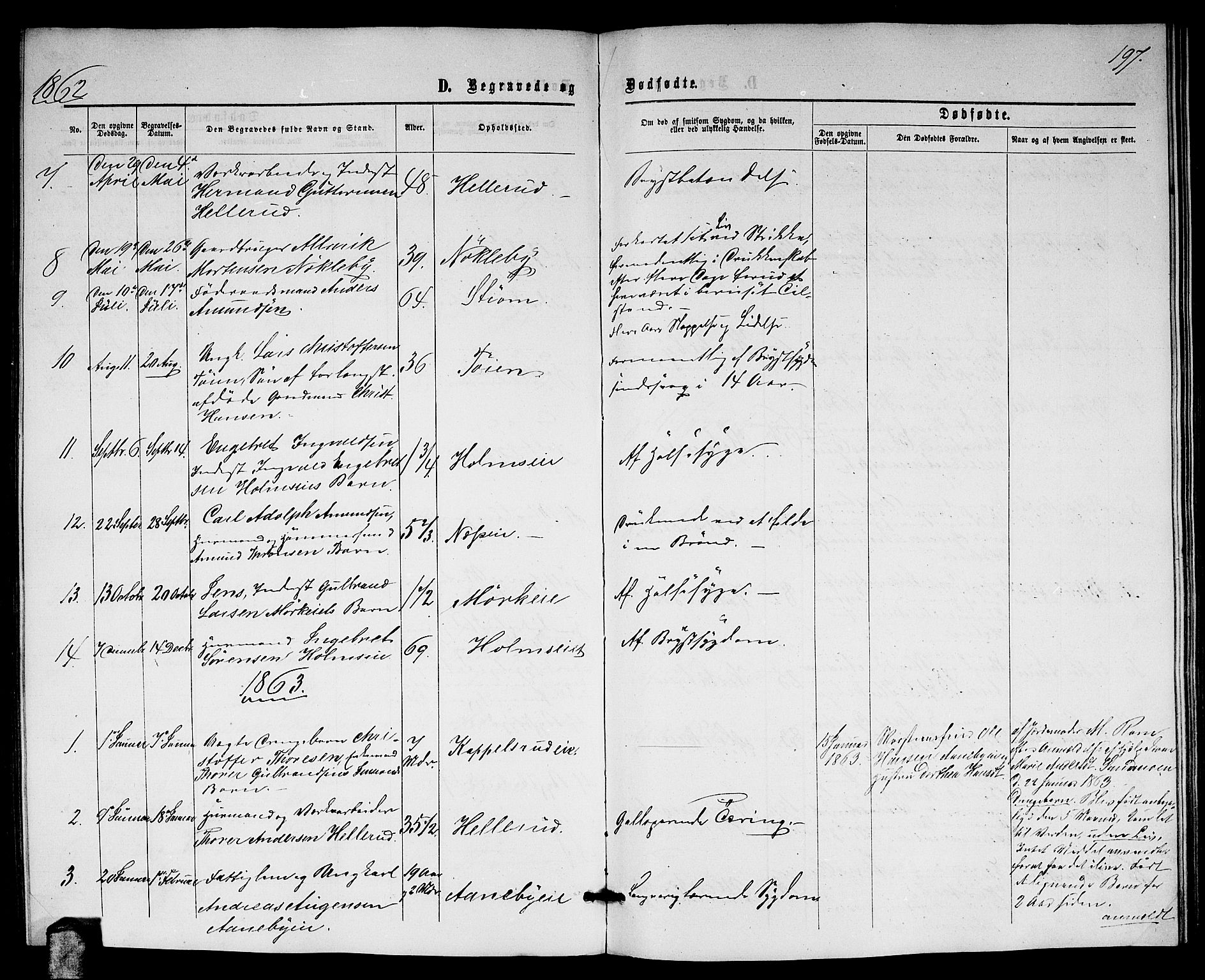 Nittedal prestekontor Kirkebøker, SAO/A-10365a/G/Gb/L0001: Parish register (copy) no. II 1, 1859-1878, p. 197