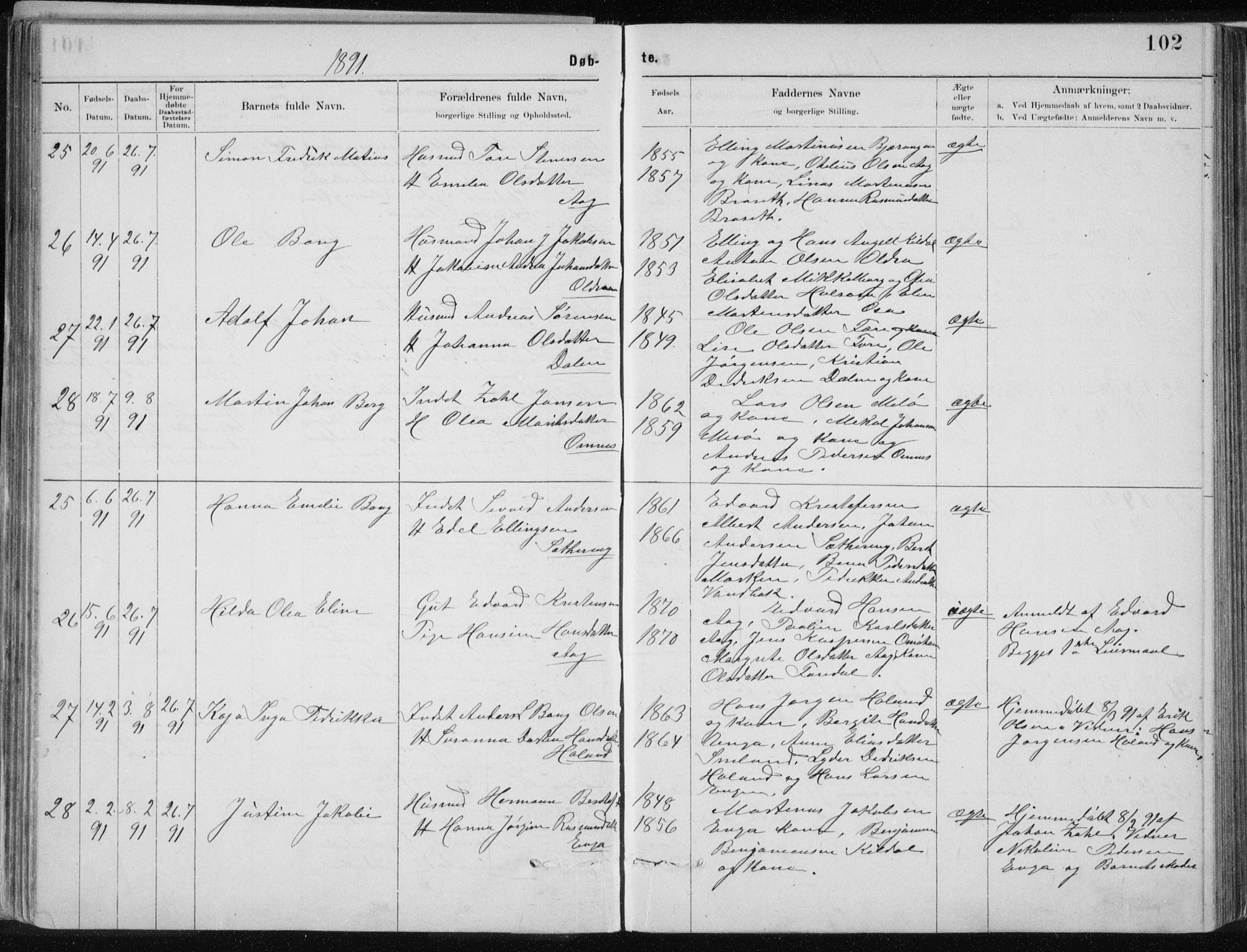 Ministerialprotokoller, klokkerbøker og fødselsregistre - Nordland, AV/SAT-A-1459/843/L0636: Parish register (copy) no. 843C05, 1884-1909, p. 102