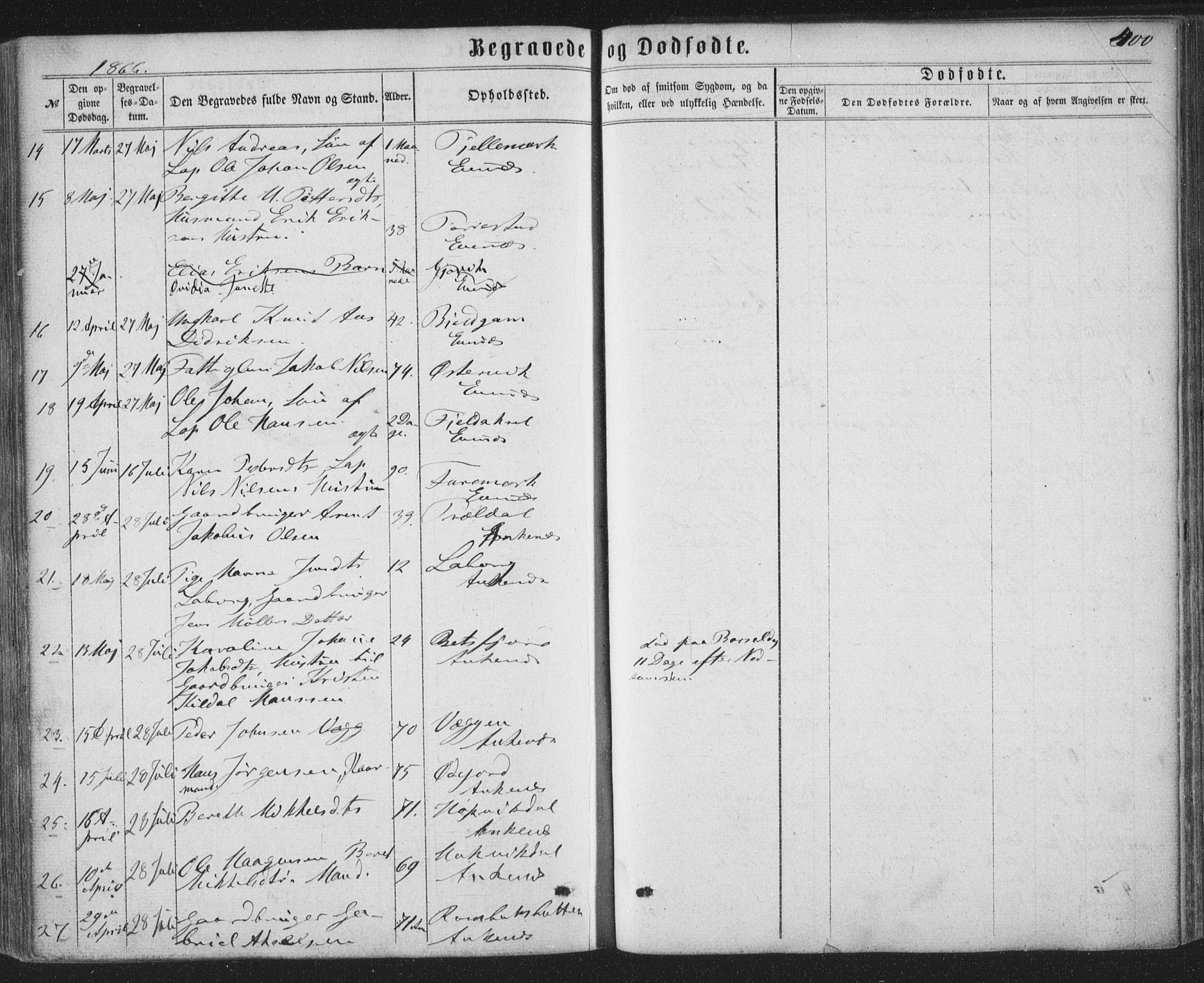 Ministerialprotokoller, klokkerbøker og fødselsregistre - Nordland, AV/SAT-A-1459/863/L0896: Parish register (official) no. 863A08, 1861-1871, p. 400