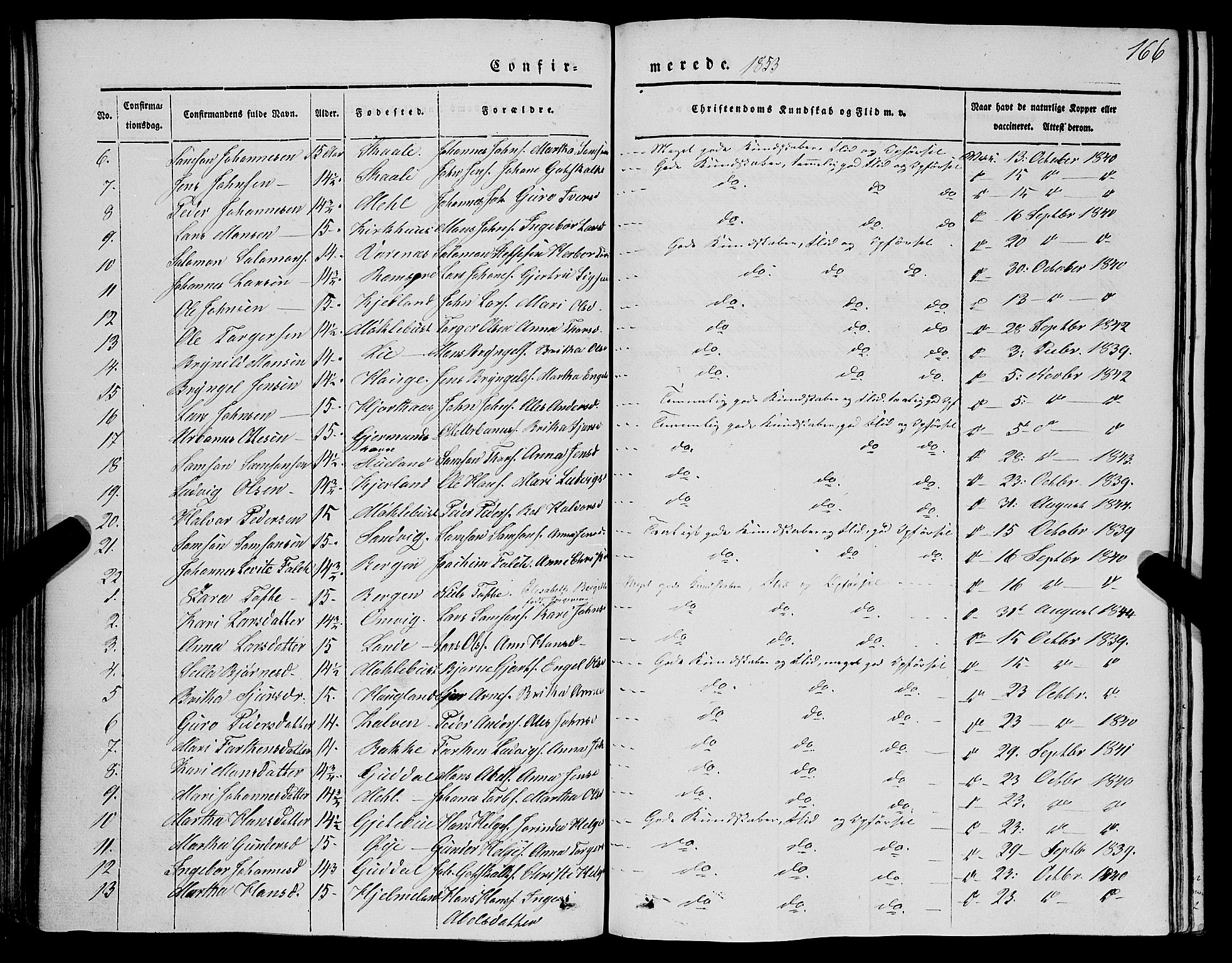 Kvinnherad sokneprestembete, SAB/A-76401/H/Haa: Parish register (official) no. A 7, 1843-1853, p. 166