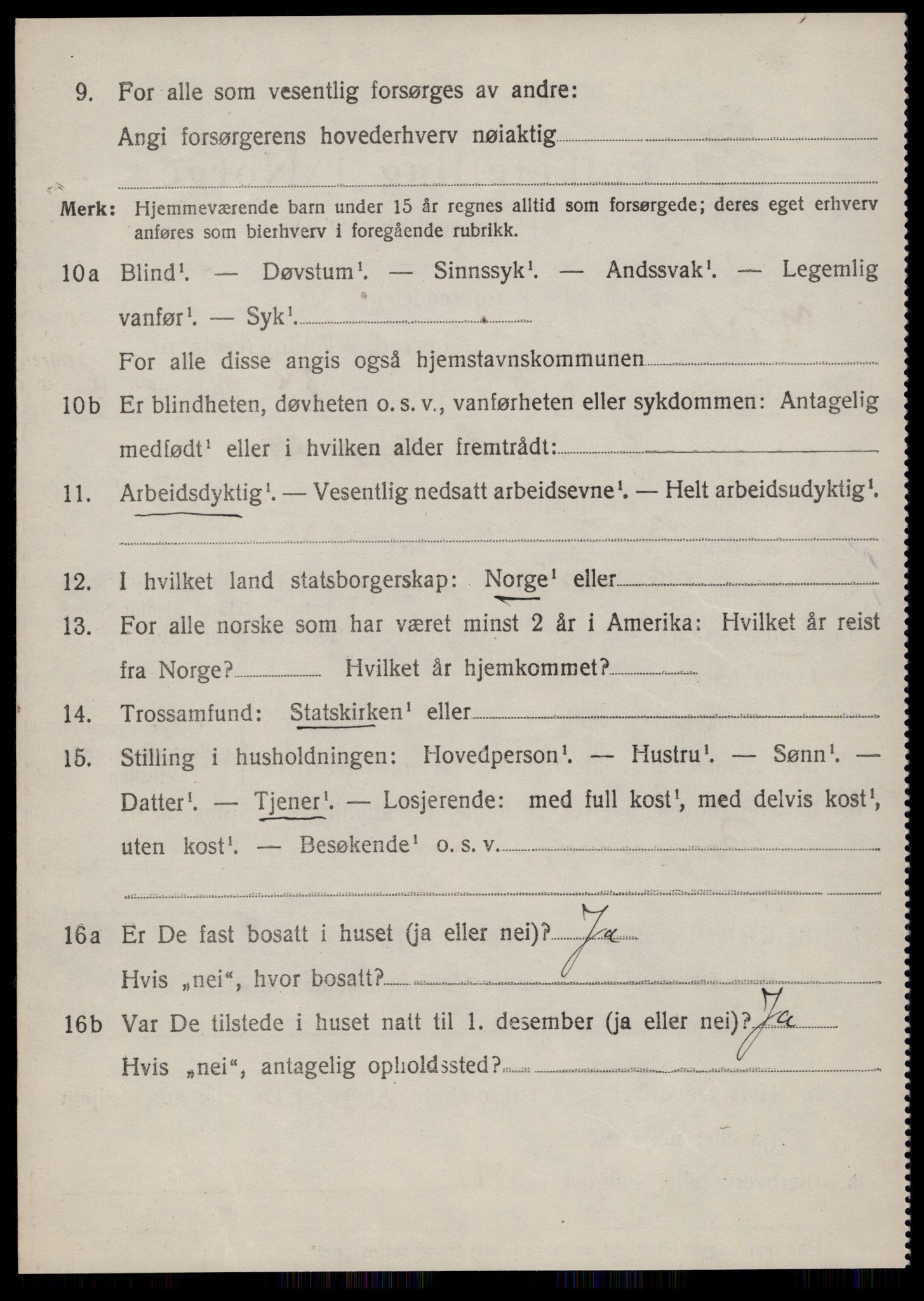 SAT, 1920 census for Vestnes, 1920, p. 1864