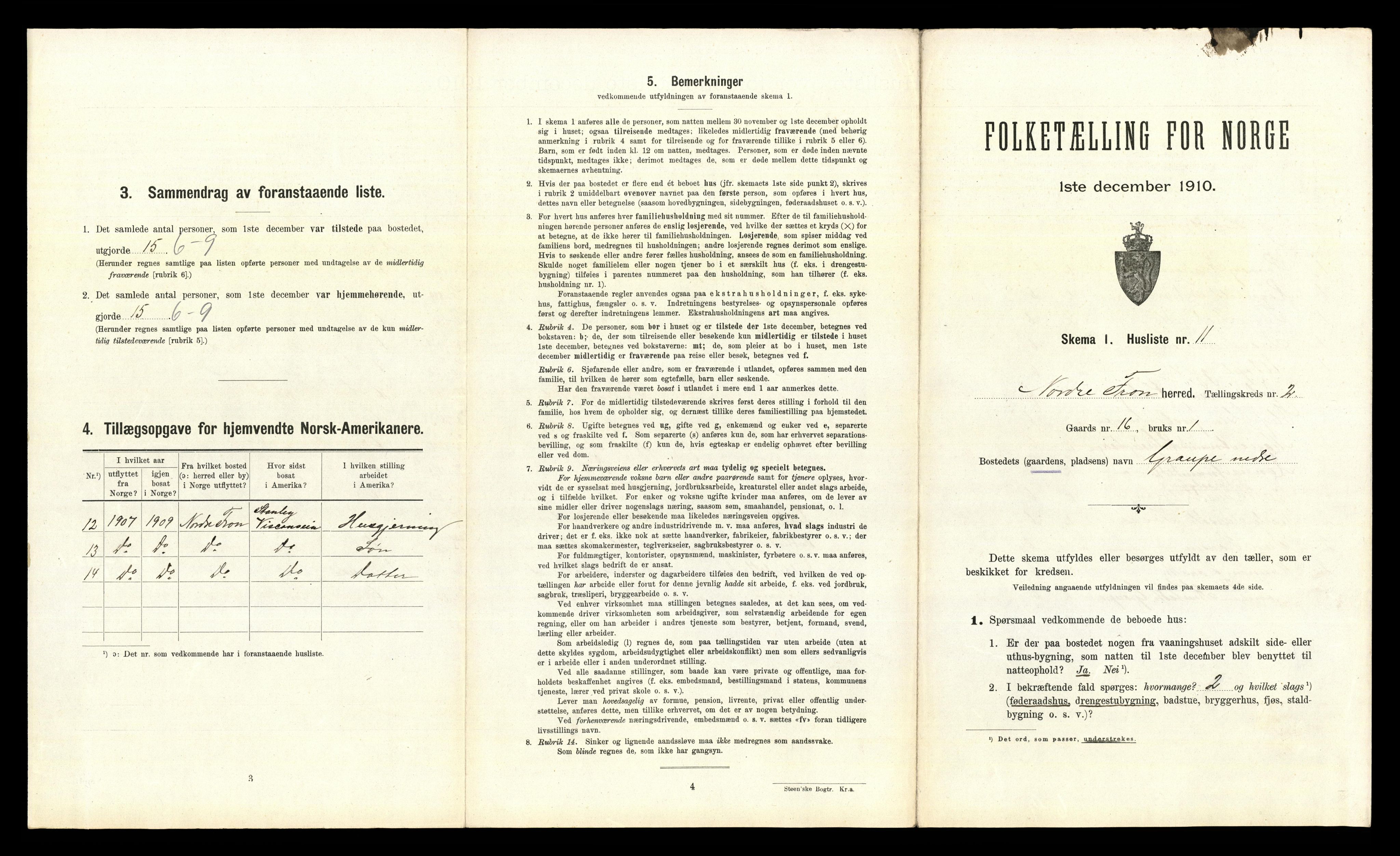 RA, 1910 census for Nord-Fron, 1910, p. 218