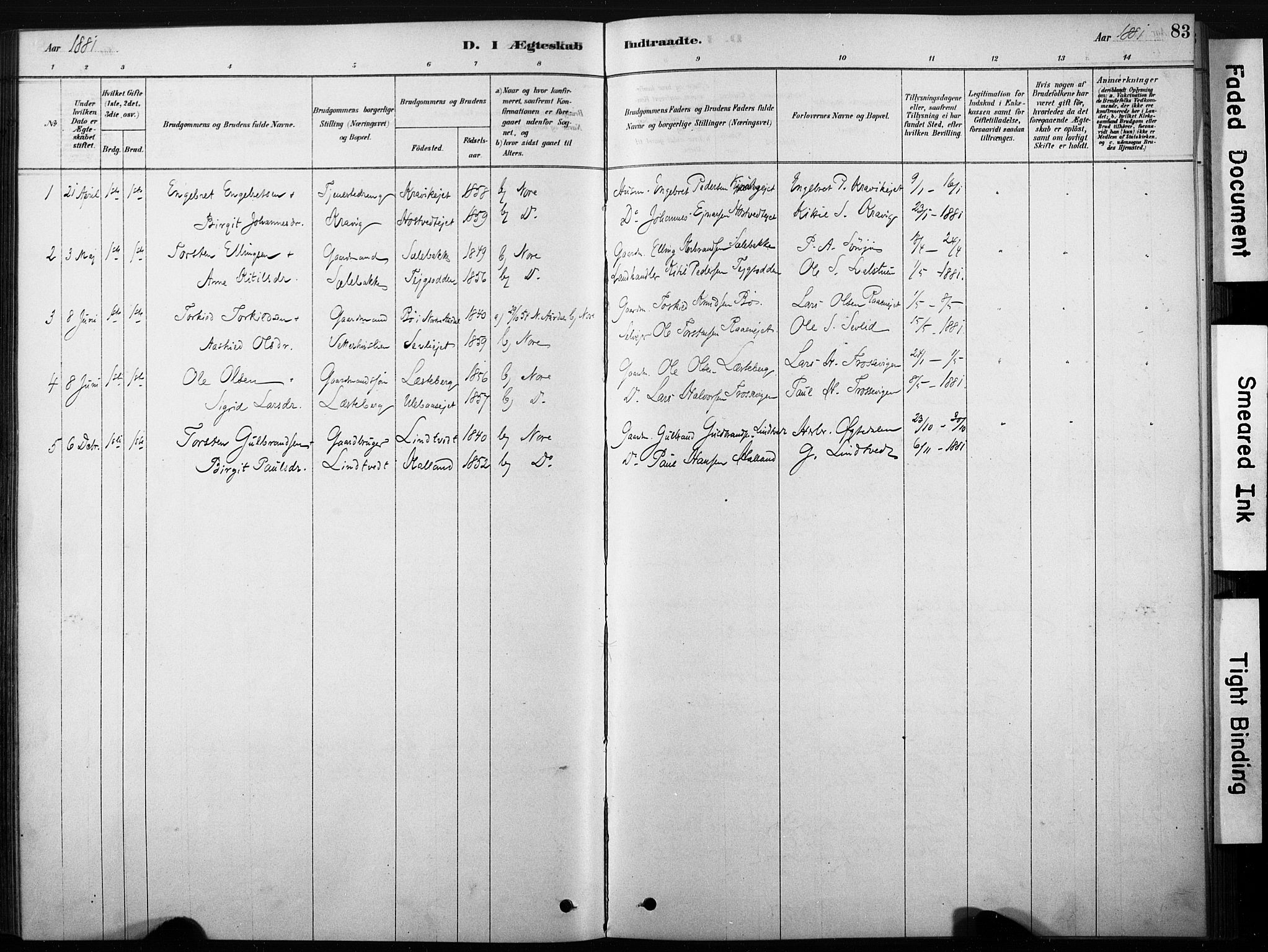 Nore kirkebøker, SAKO/A-238/F/Fb/L0001: Parish register (official) no. II 1, 1878-1886, p. 83