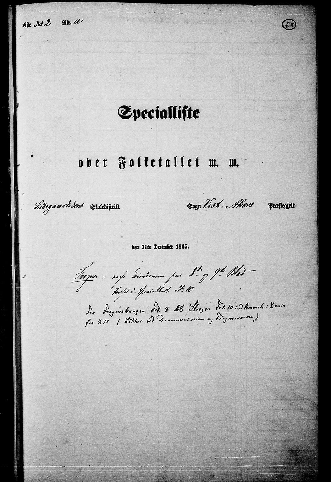 RA, 1865 census for Vestre Aker, 1865, p. 55