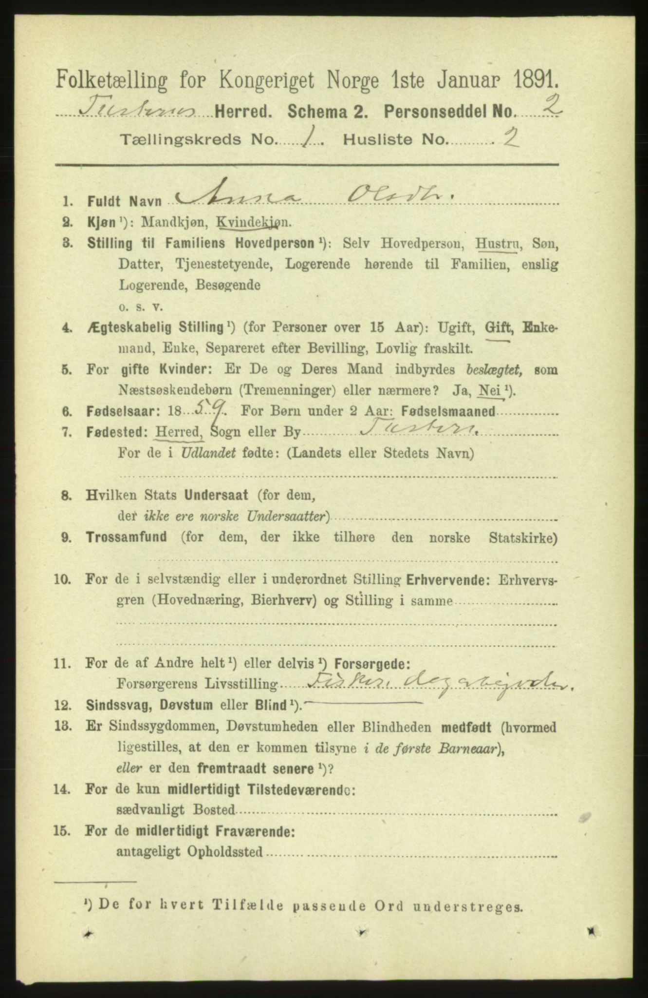 RA, 1891 census for 1572 Tustna, 1891, p. 106