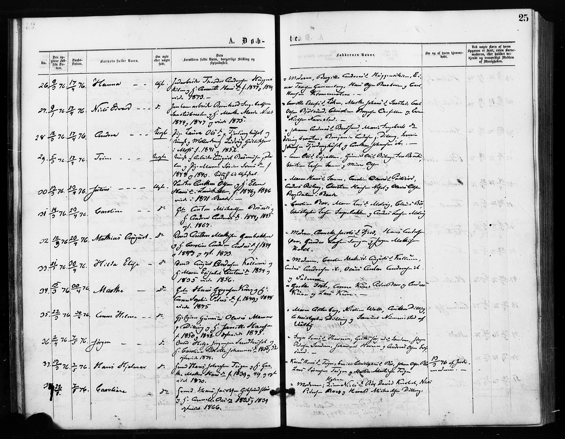 Rygge prestekontor Kirkebøker, AV/SAO-A-10084b/F/Fa/L0006: Parish register (official) no. 6, 1872-1877, p. 25