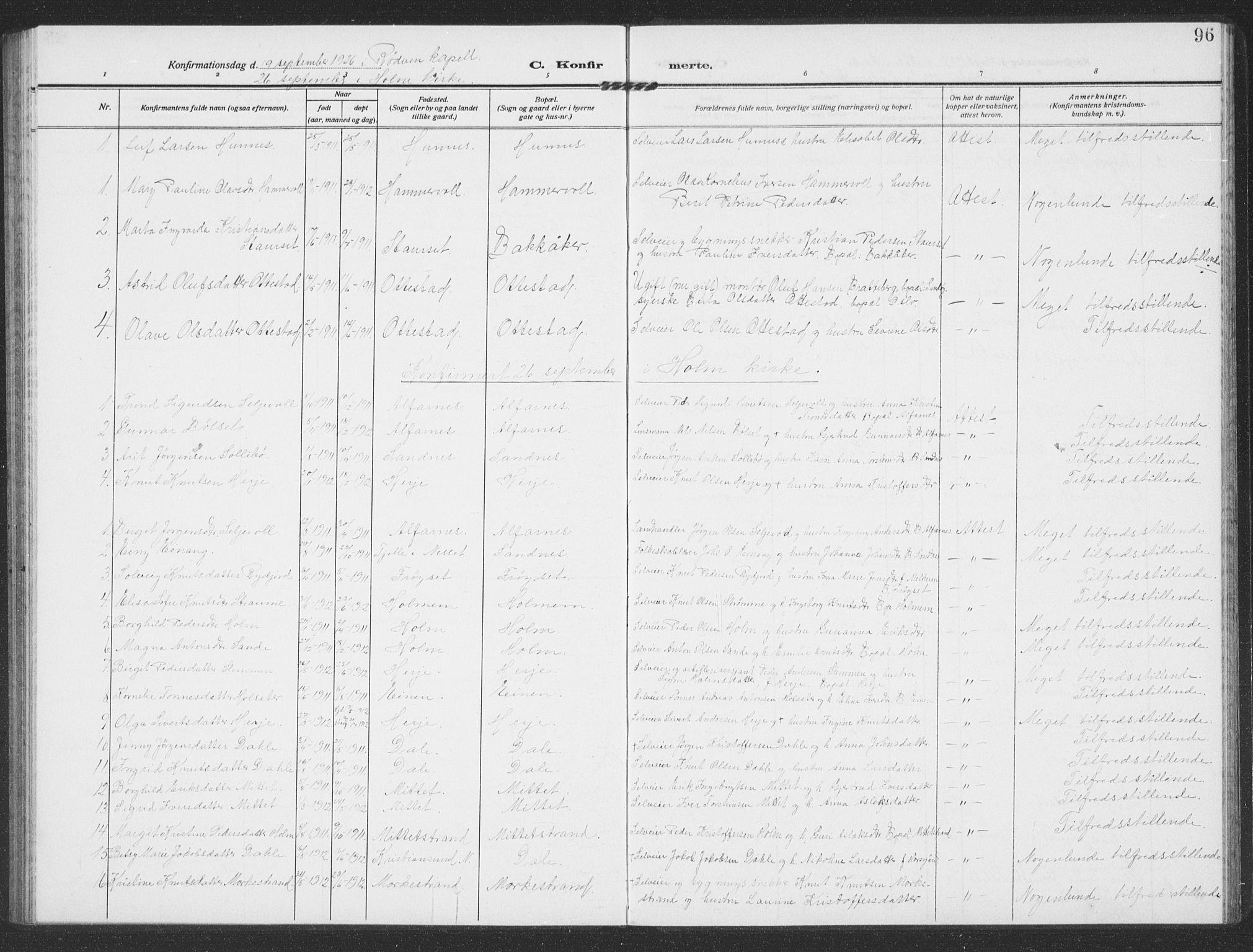 Ministerialprotokoller, klokkerbøker og fødselsregistre - Møre og Romsdal, SAT/A-1454/549/L0615: Parish register (copy) no. 549C01, 1905-1932, p. 96