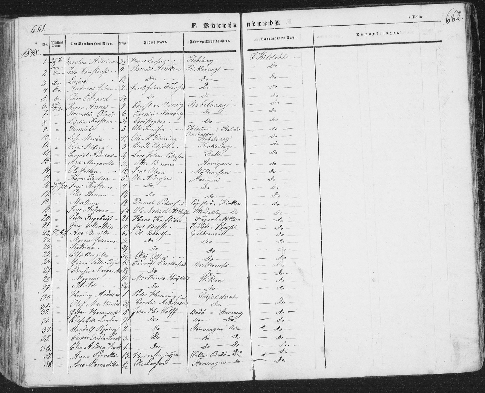 Ministerialprotokoller, klokkerbøker og fødselsregistre - Nordland, AV/SAT-A-1459/874/L1072: Parish register (copy) no. 874C01, 1843-1859, p. 661-662