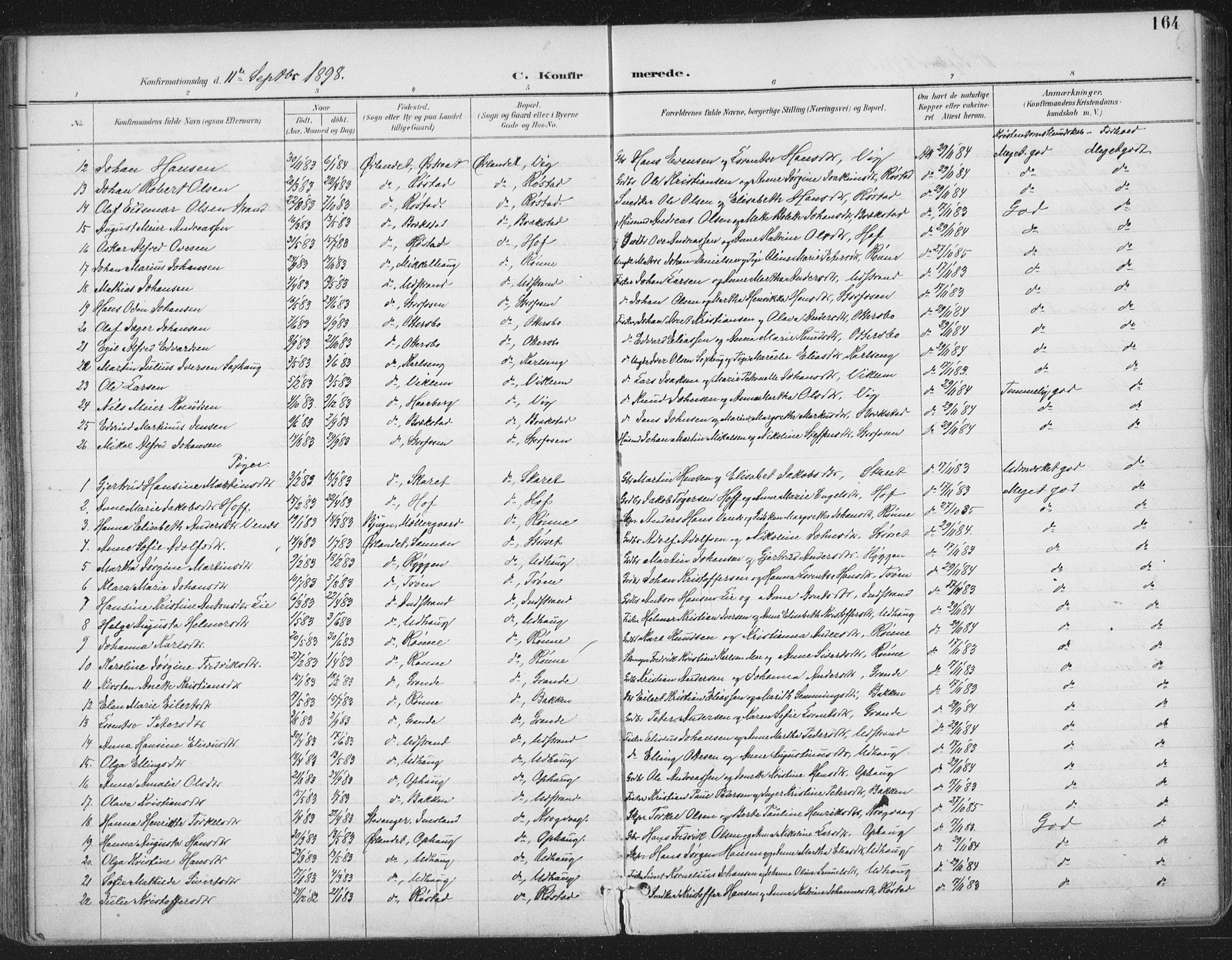 Ministerialprotokoller, klokkerbøker og fødselsregistre - Sør-Trøndelag, AV/SAT-A-1456/659/L0743: Parish register (official) no. 659A13, 1893-1910, p. 164