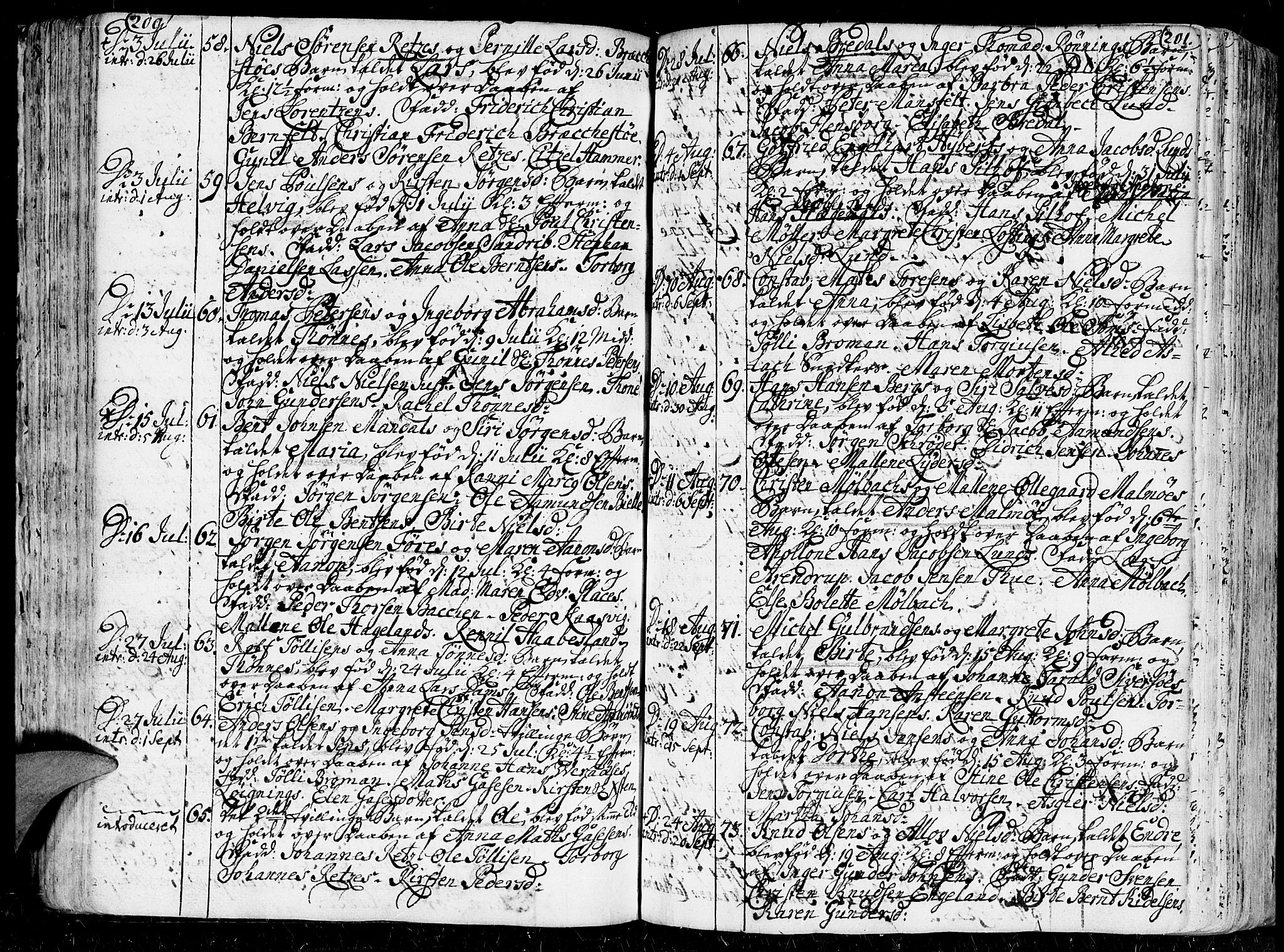 Kristiansand domprosti, AV/SAK-1112-0006/F/Fa/L0001: Parish register (official) no. A 1, 1734-1793, p. 200-201