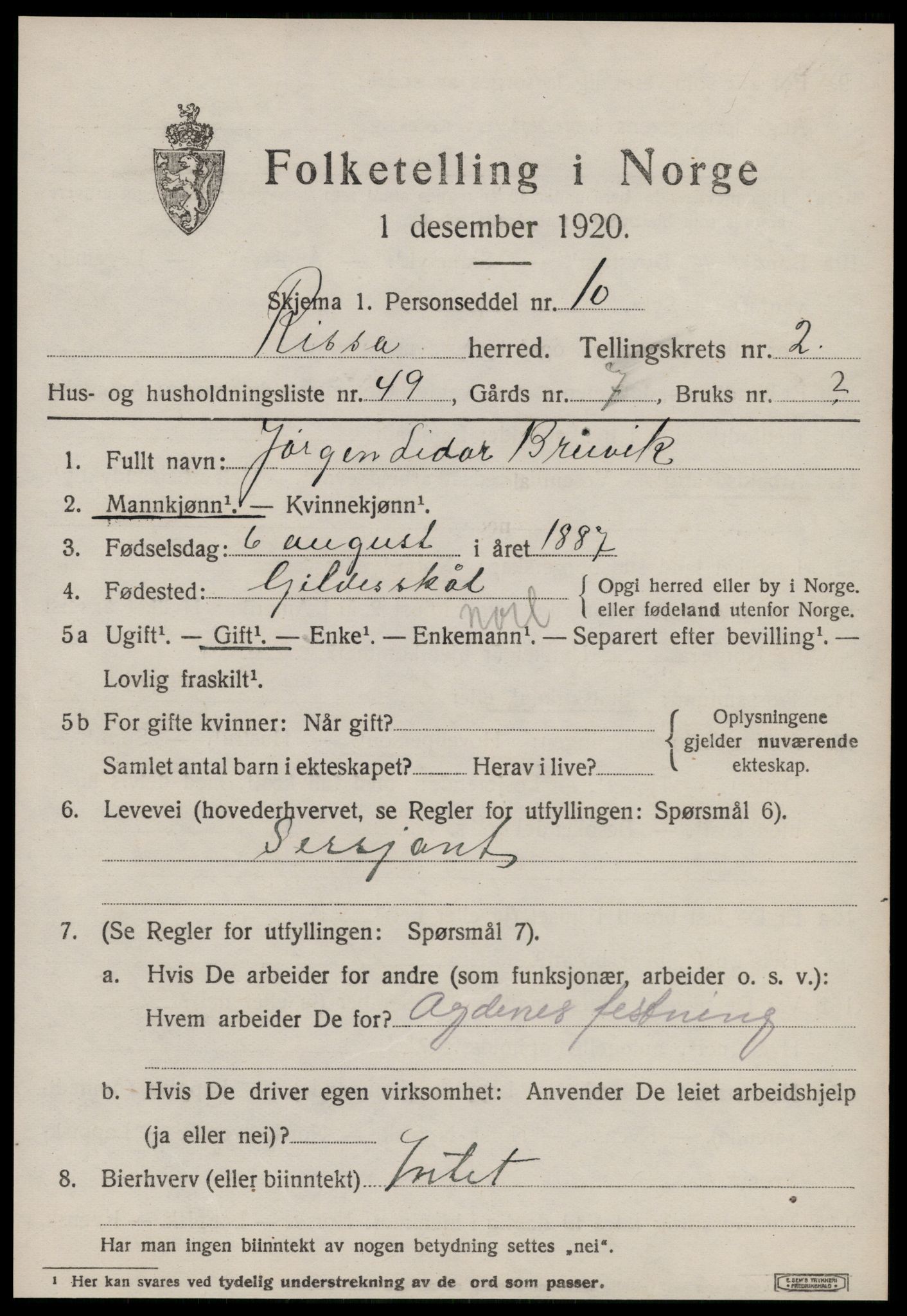 SAT, 1920 census for Rissa, 1920, p. 2271